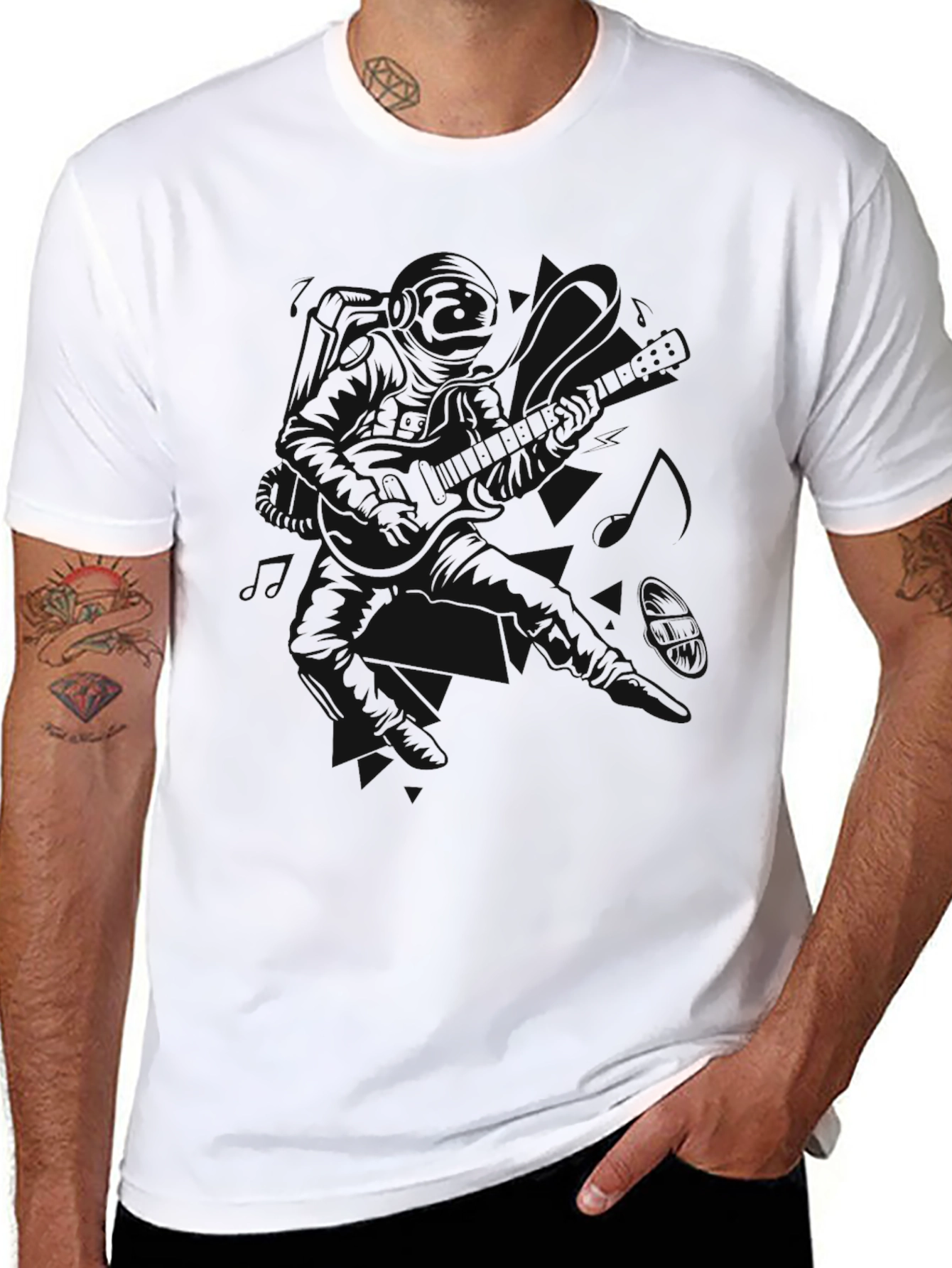 Black Men's Black Crew Neck Short Sleeve T-Shirt view 8