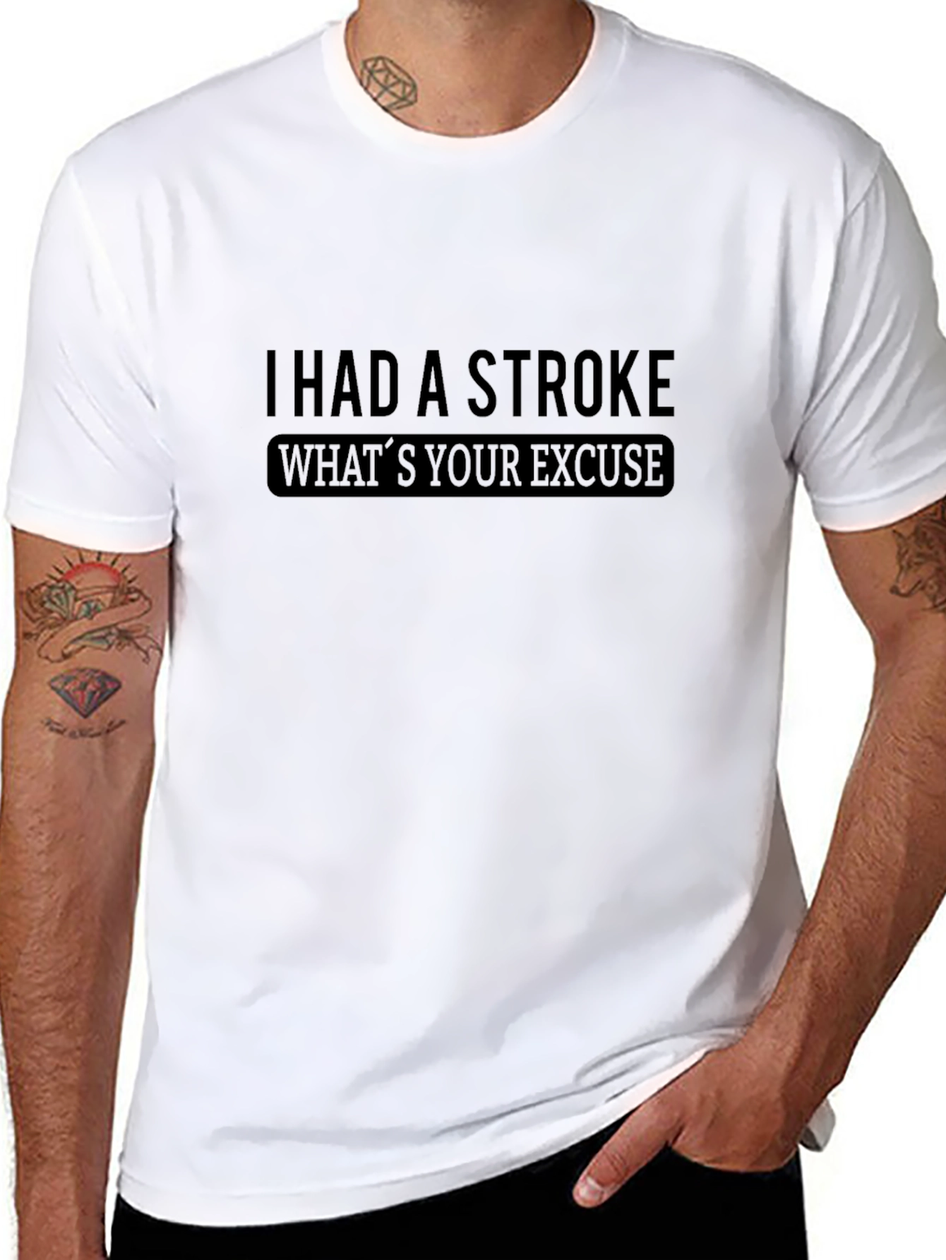 Black Humorous "I Had A Stroke" Graphic T-Shirt view 8