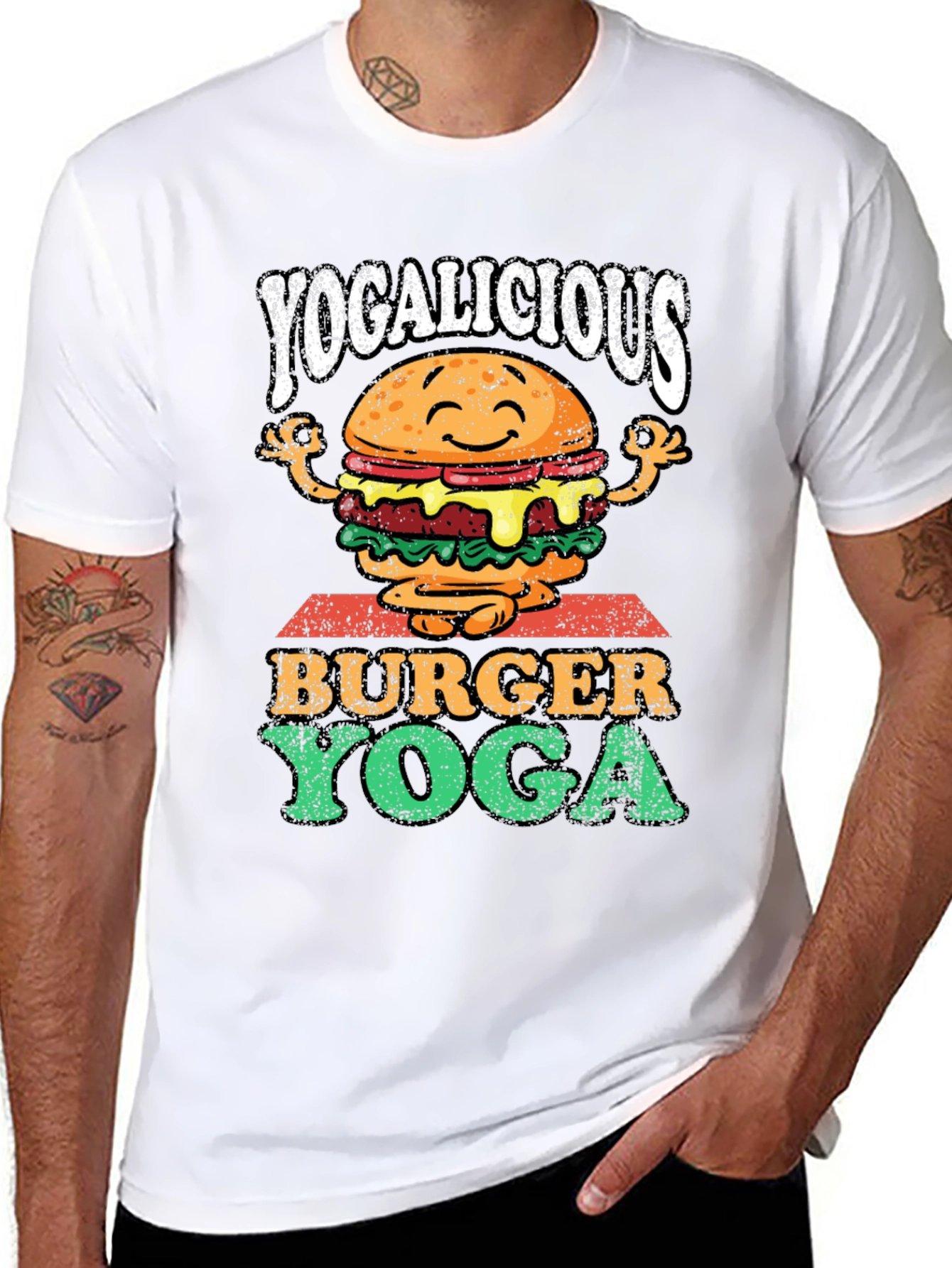 Black Yogalicious Burger Yoga Graphic Tee view 8