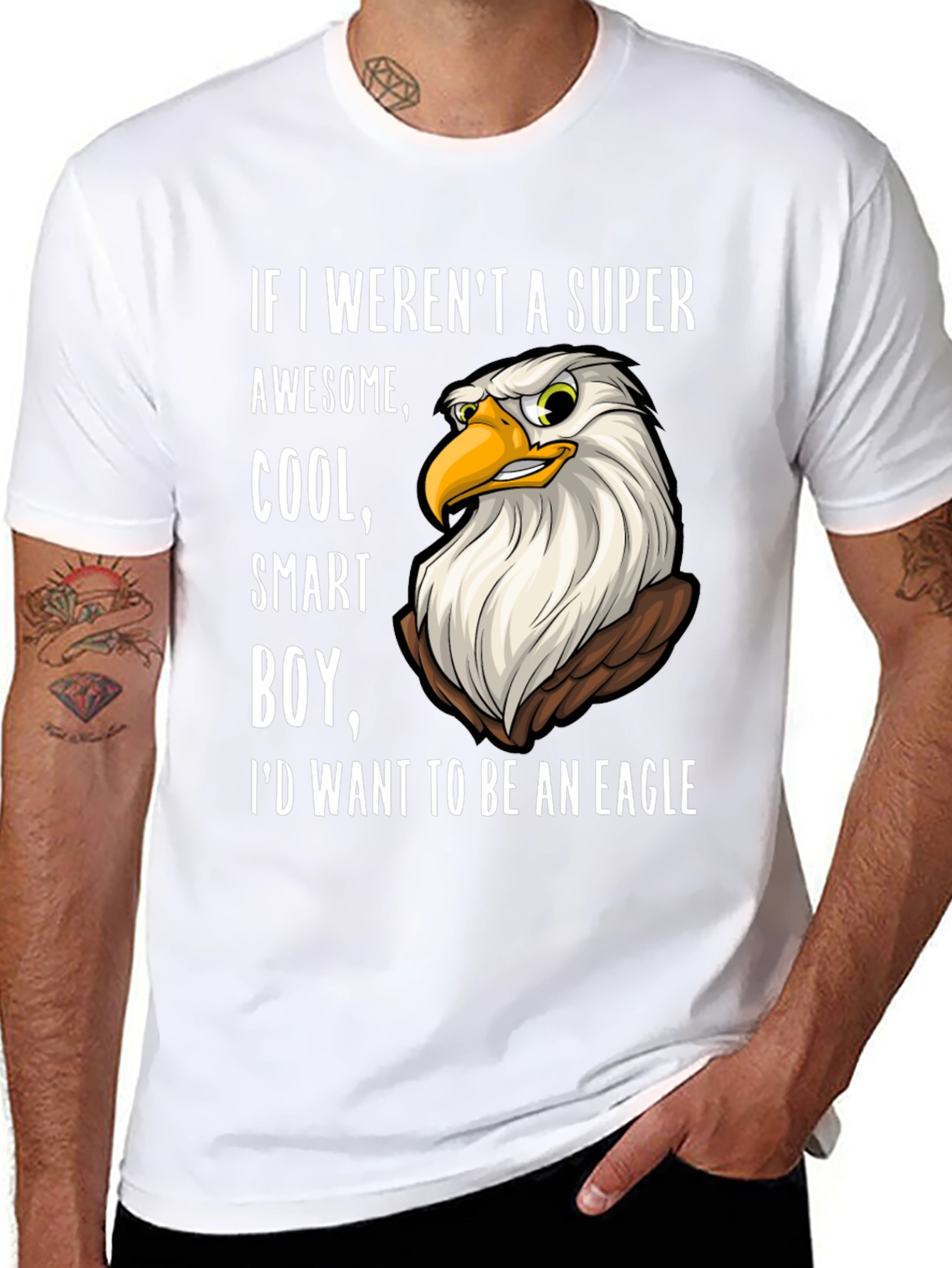 Black Funny Eagle T-Shirt - Super Awesome Cool Smart Boy Design view 8