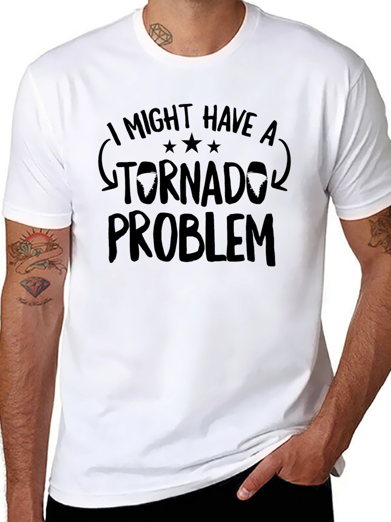 Black Tornado Problem Graphic Tee - Funny Novelty Shirt view 8
