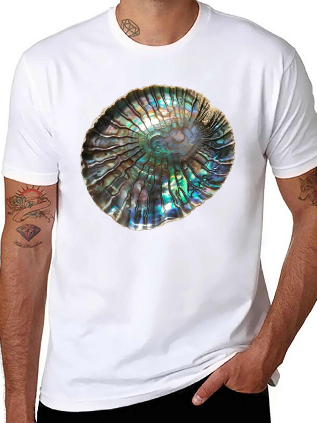 Black Iridescent Abalone Shell Graphic Tee - Unisex view 8