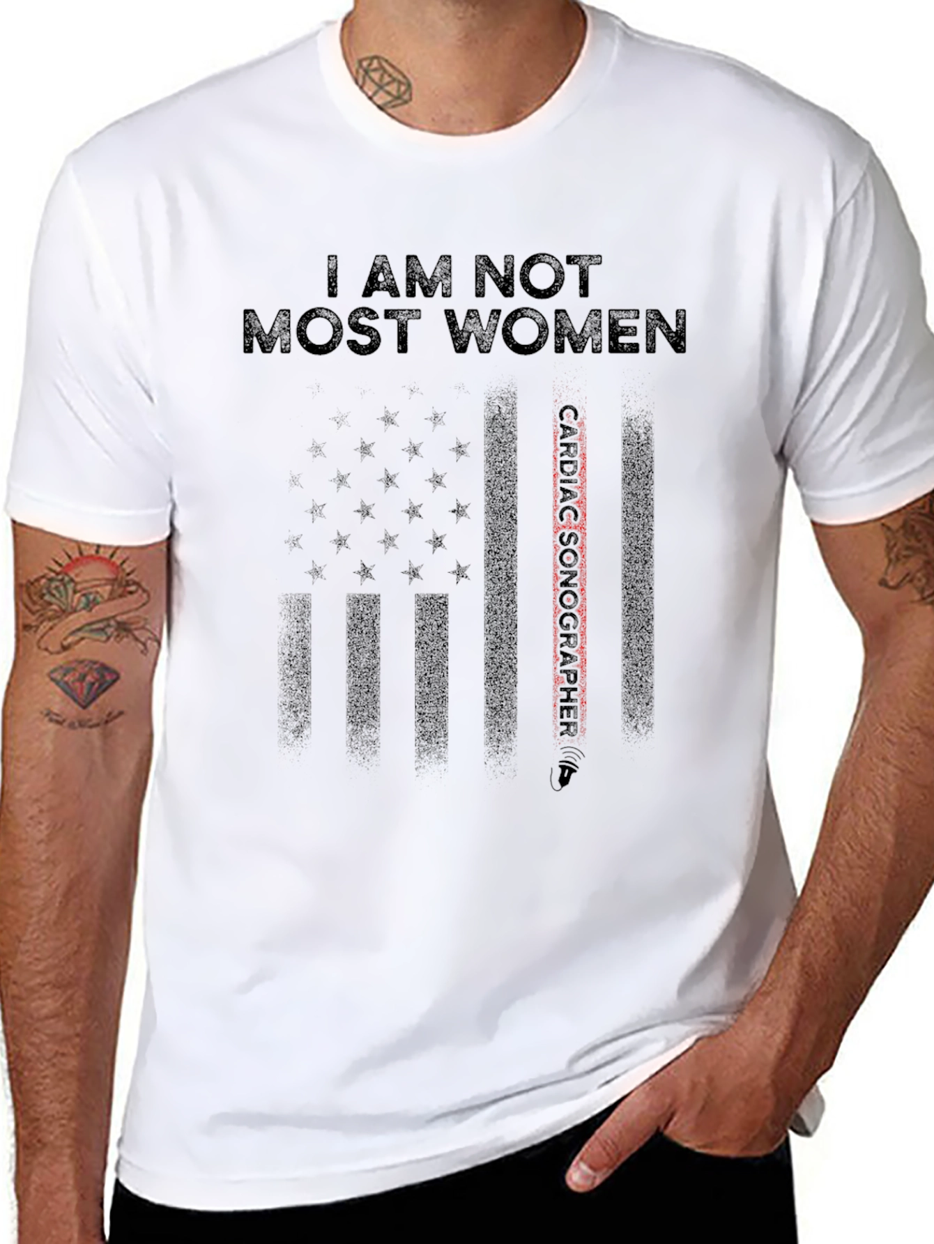 Black I Am Not Most Women - Cardiac Sonographer T-Shirt view 8