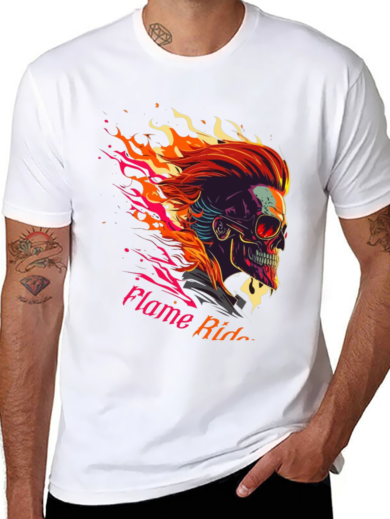Black Flame Rider Graphic T-Shirt view 8