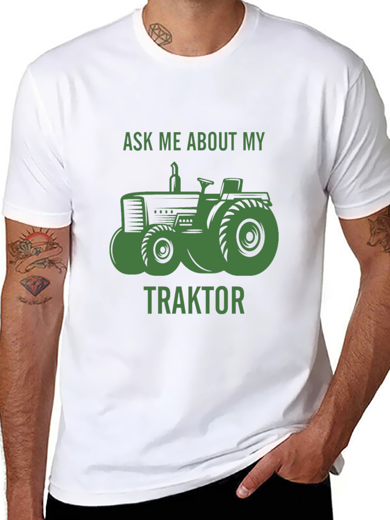 Black Ask Me About My Traktor T-Shirt view 8