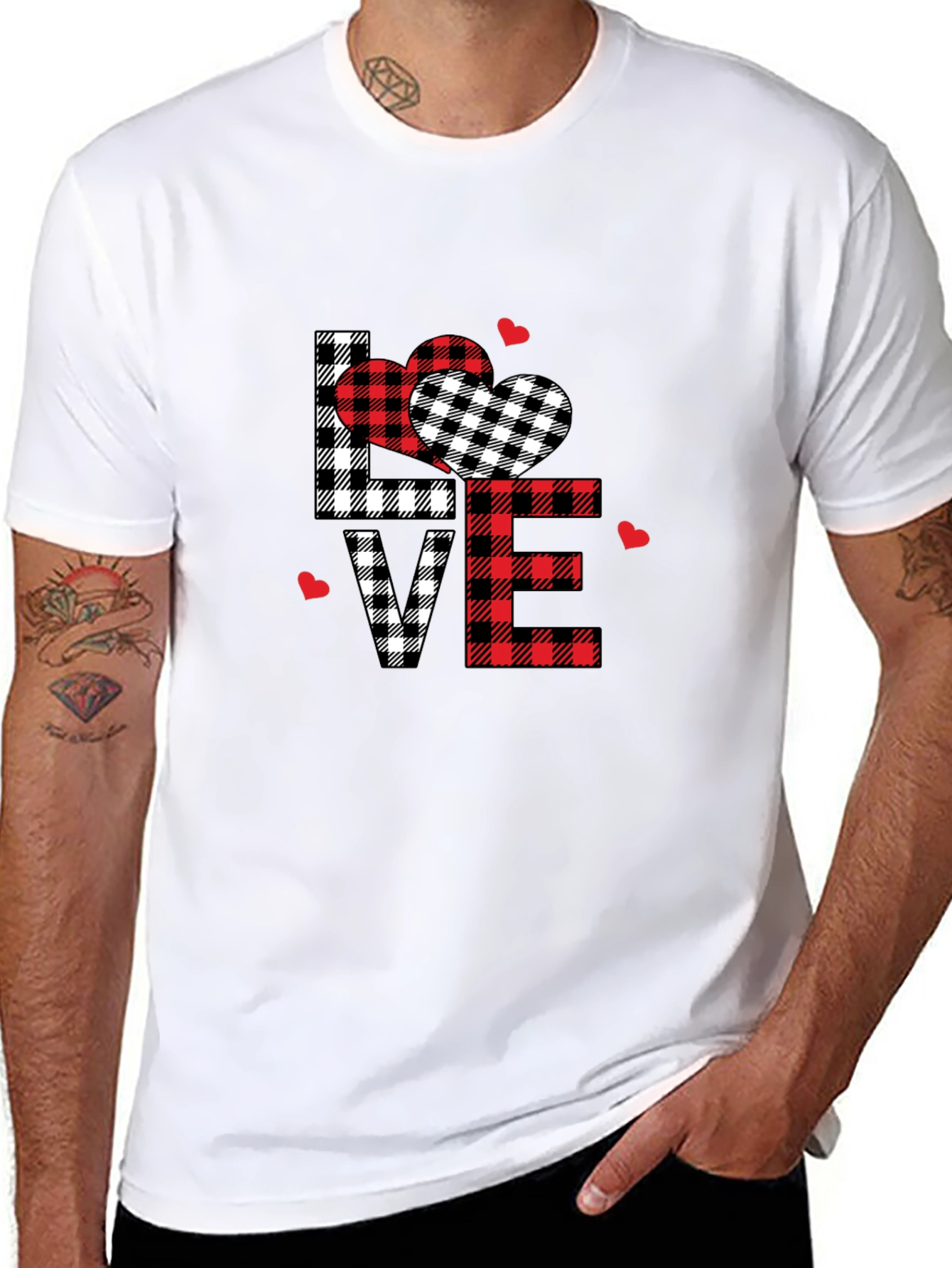 Black Love Plaid Graphic Tee view 8