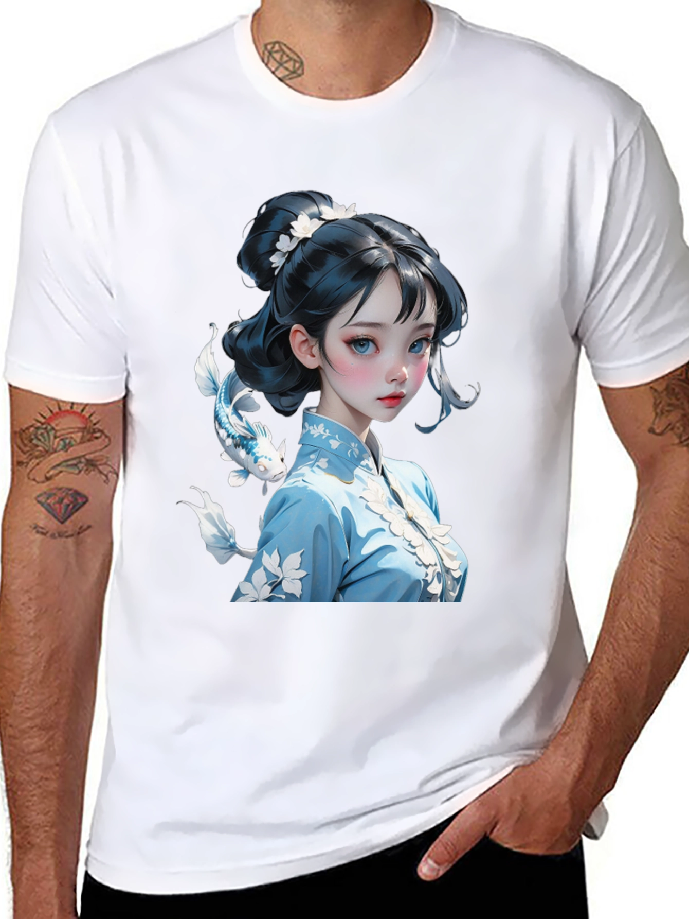 Black Anime Girl Graphic Tee - Stylish Black Cotton Blend Shirt view 8