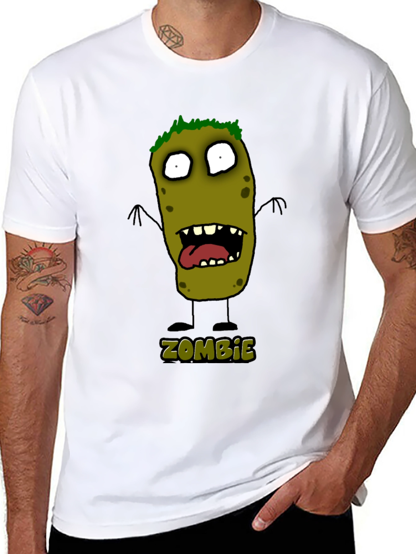 Black Zombie Cartoon Graphic Black T-Shirt view 8