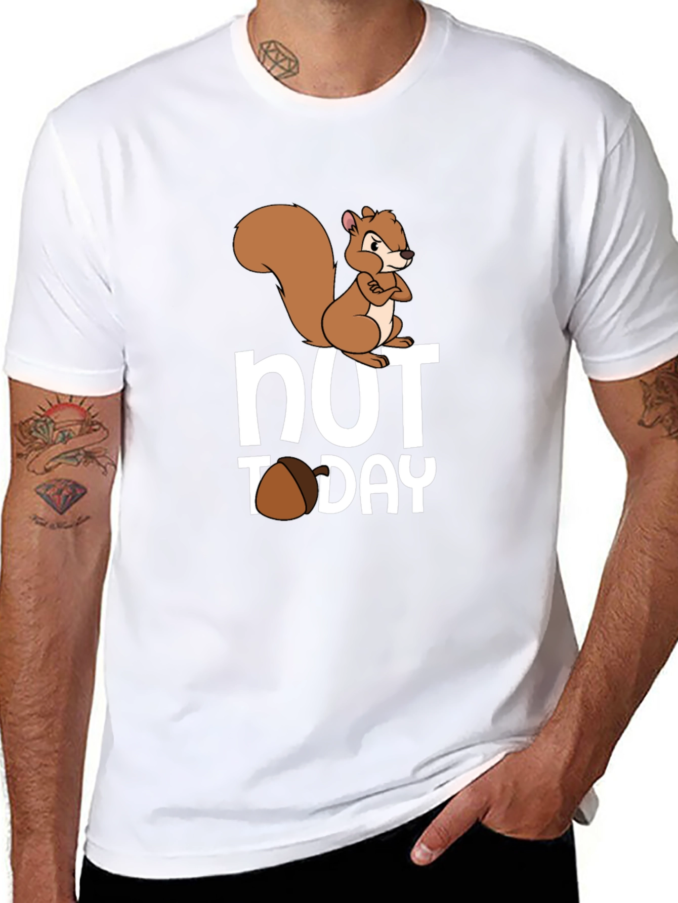 Black Nut Today Squirrel Graphic Tee - Funny Novelty T-Shirt view 8