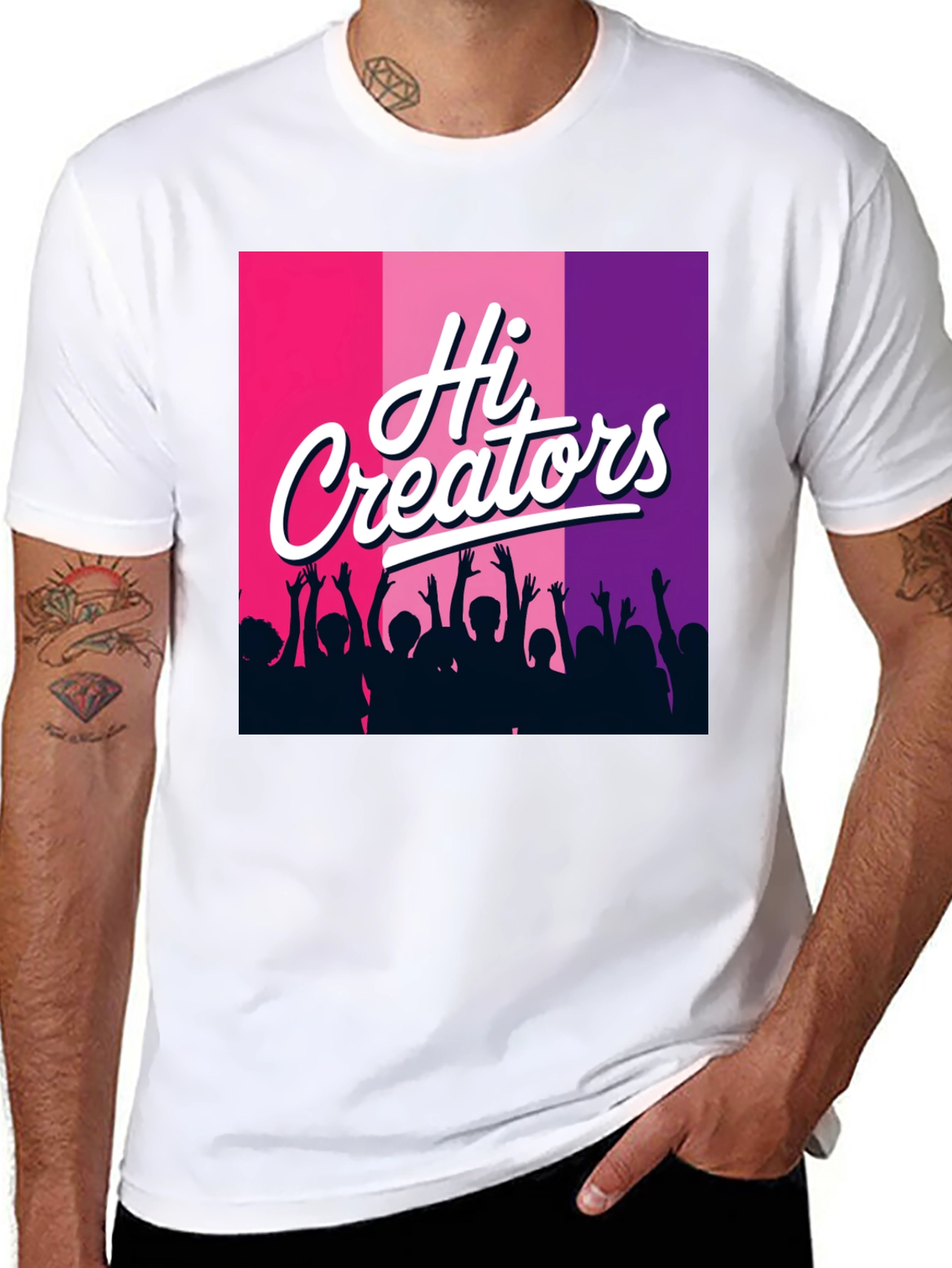 Black Hi Creators Graphic Tee - Black Cotton T-Shirt view 8