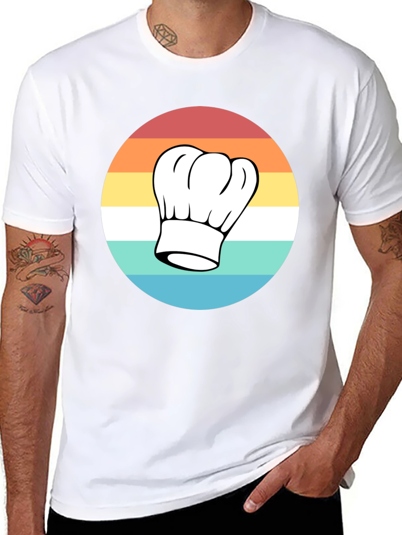 Black Retro Chef Hat T-Shirt - Classic Culinary Style view 8