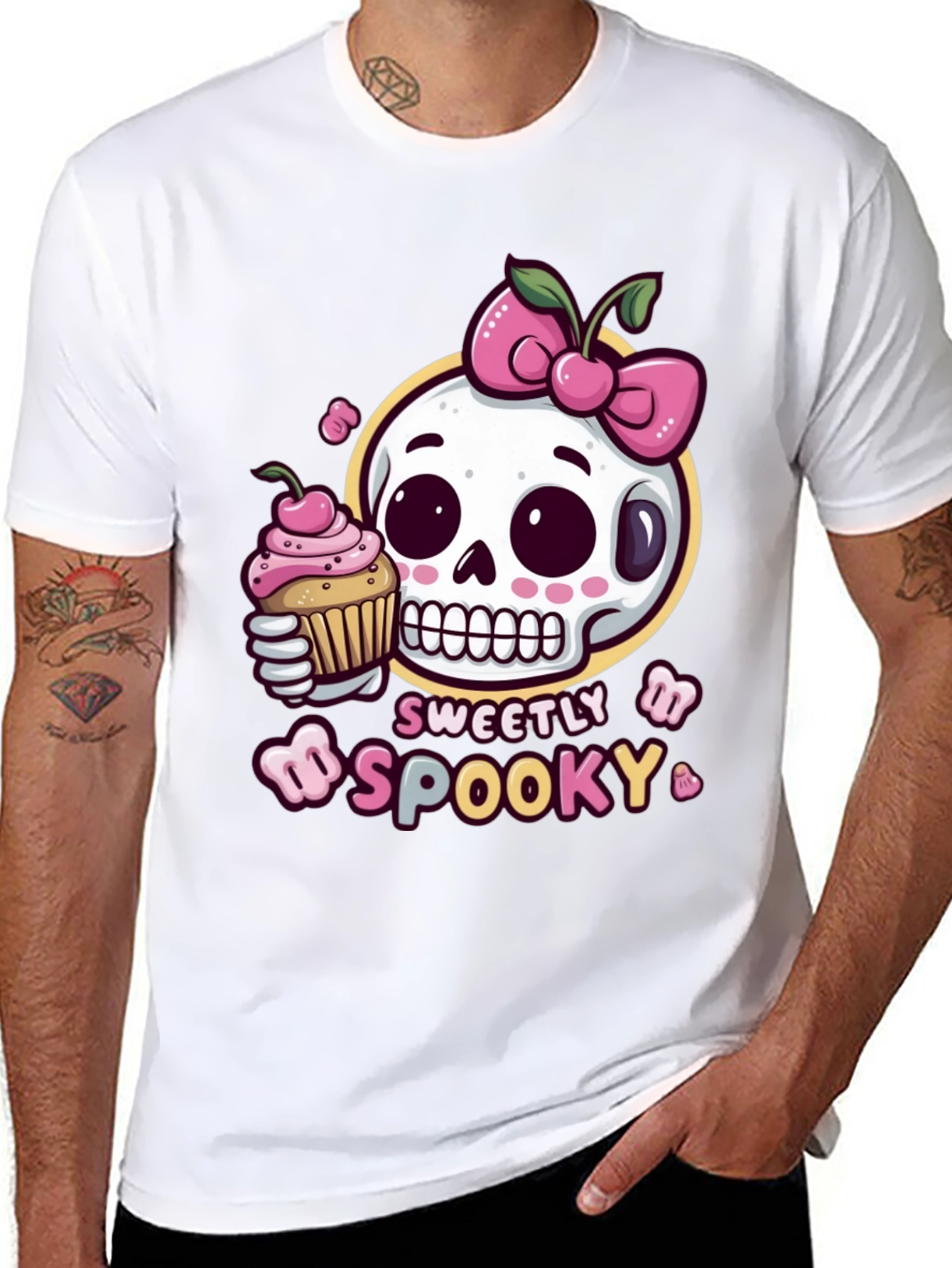 Black Sweetly Spooky Skull T-Shirt view 8