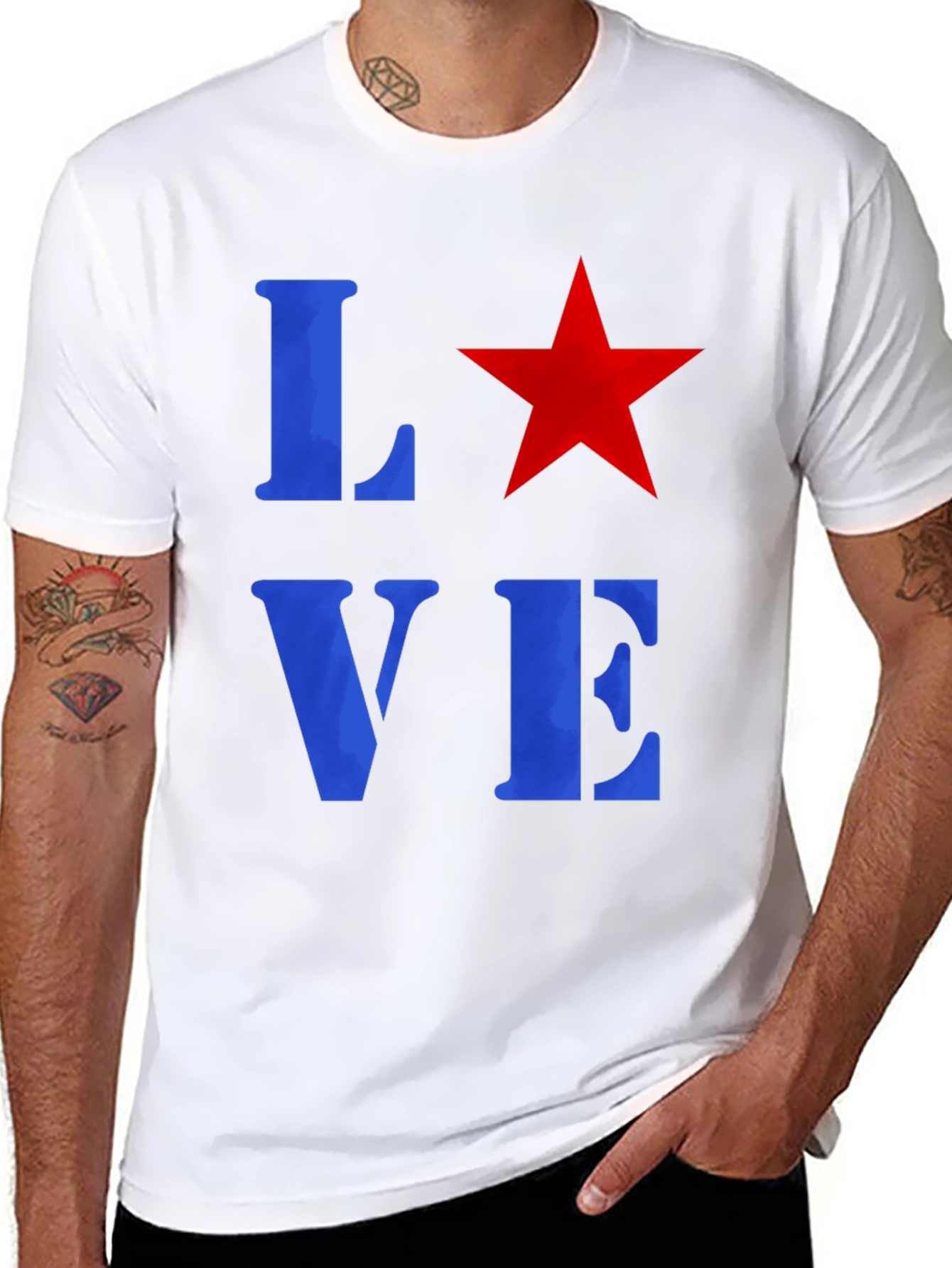 Black Love Star Graphic Tee - Casual Unisex T-Shirt view 8