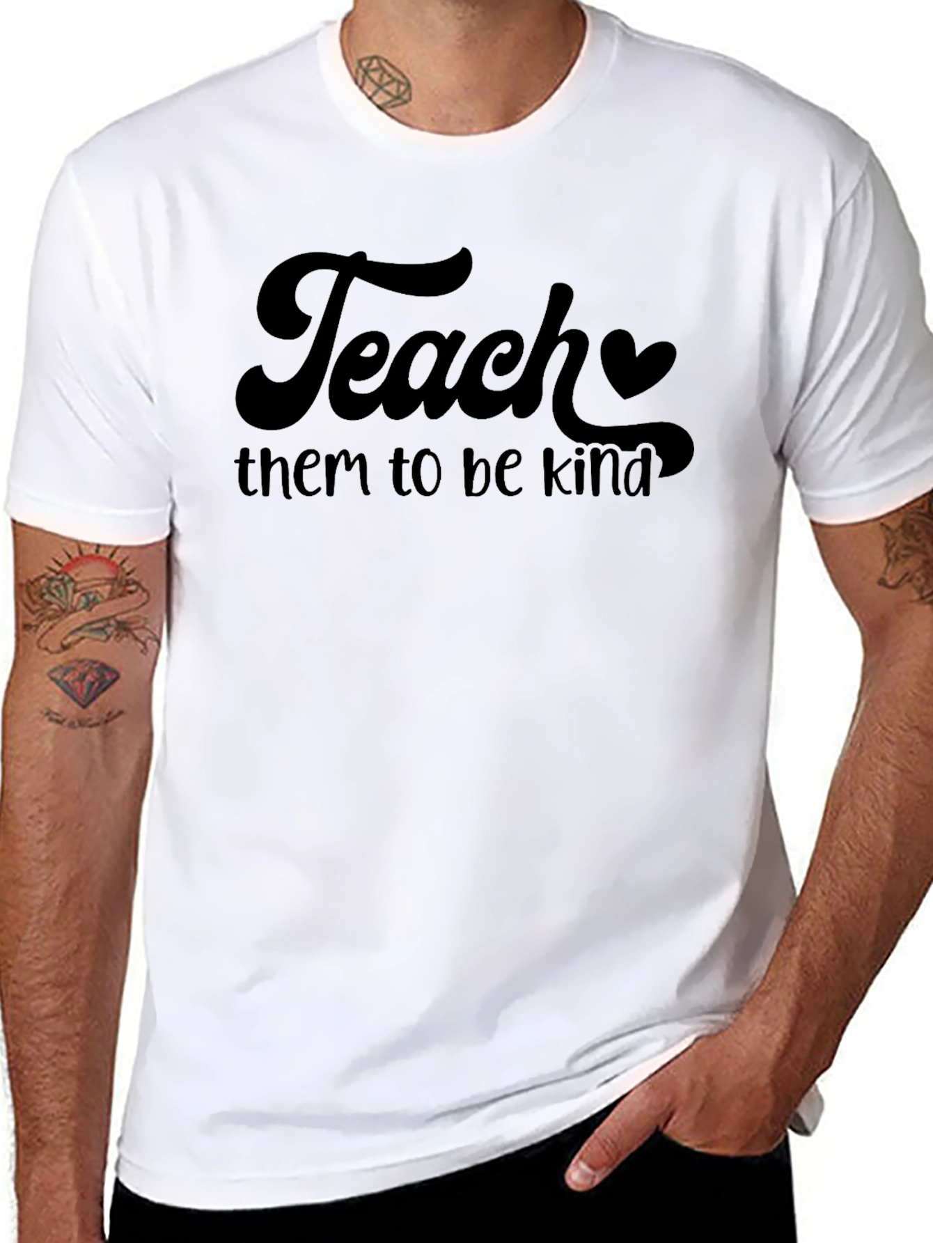 Black Teach Them To Be Kind Graphic Tee view 8
