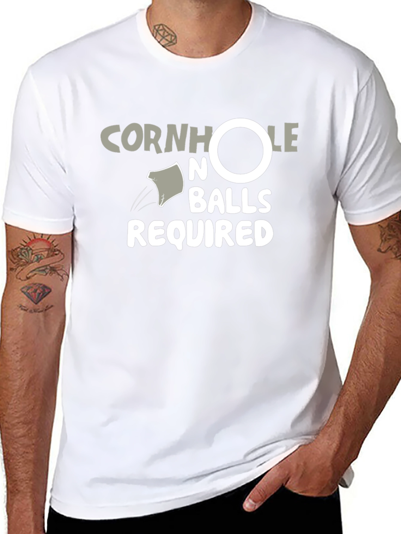 Black Cornhole No Balls Required Black T-Shirt view 8