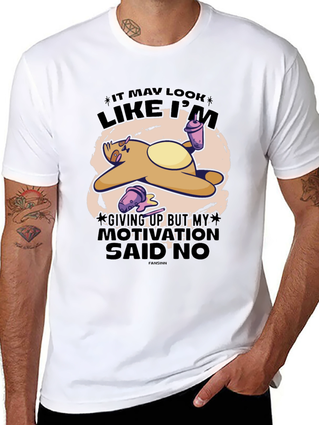 Black Funny Sloth Motivation T-Shirt view 8
