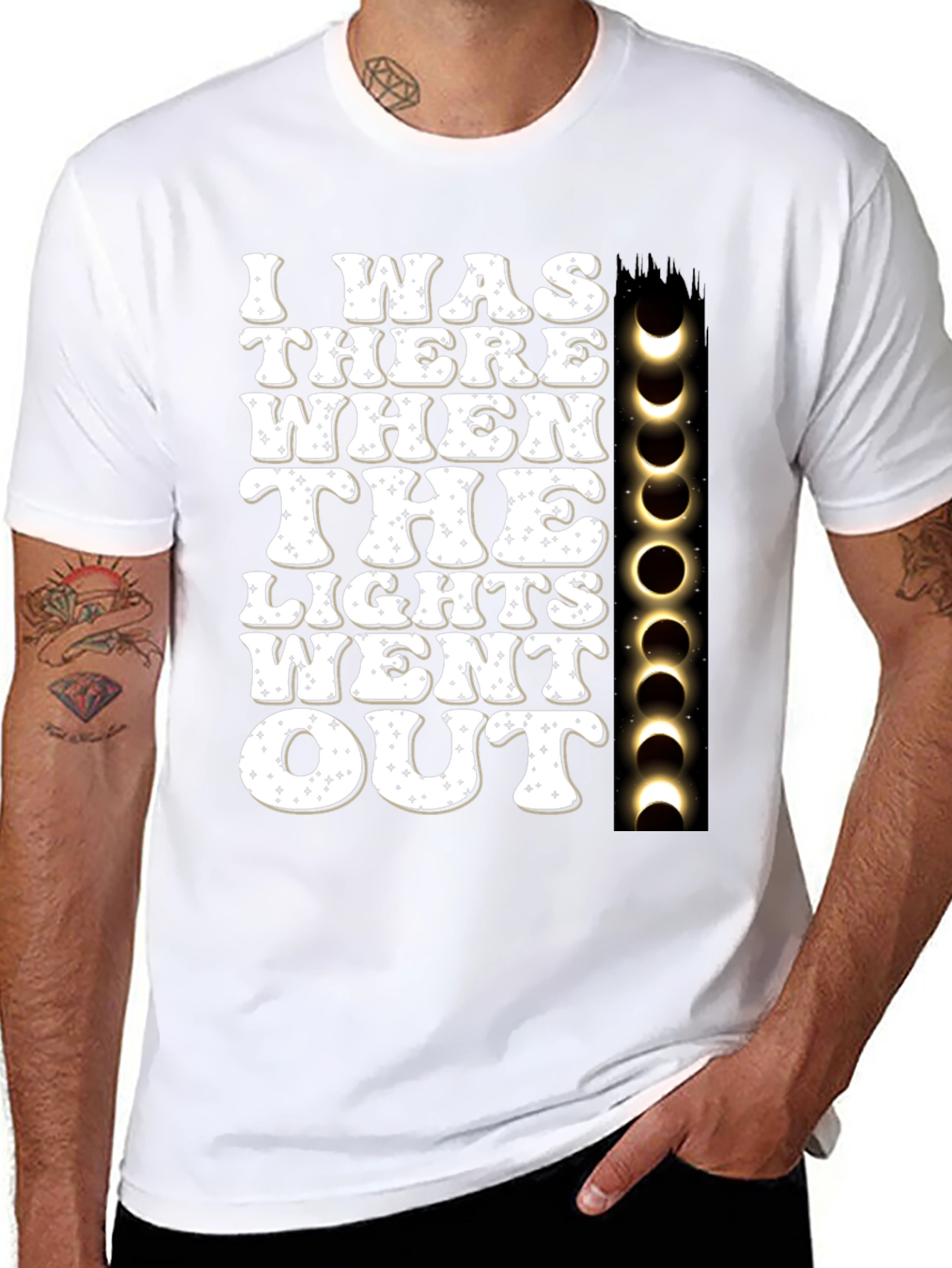 Black I Was There When The Lights Went Out T-Shirt view 8