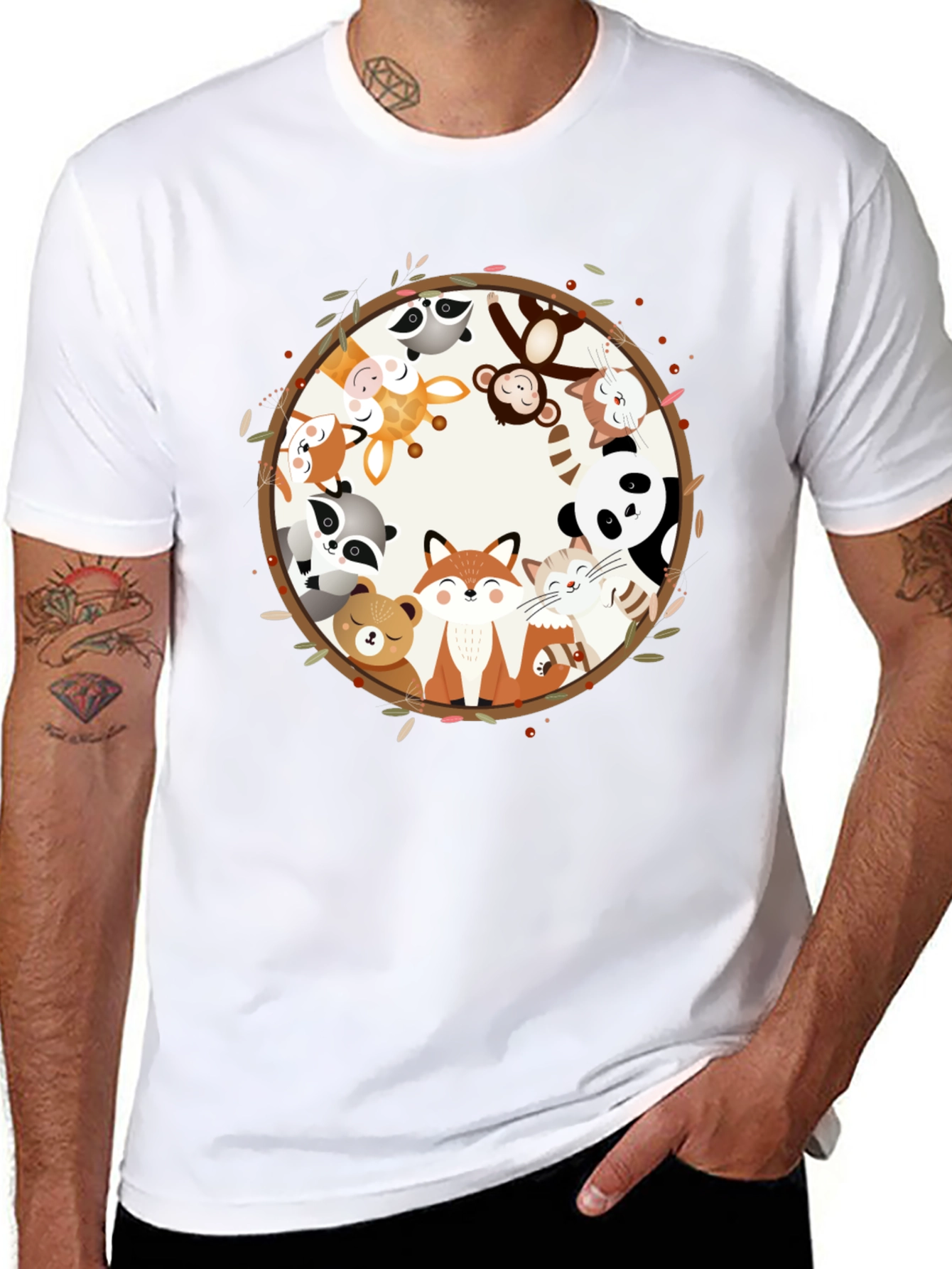 Black Animal Circle Graphic Tee - Unisex view 8