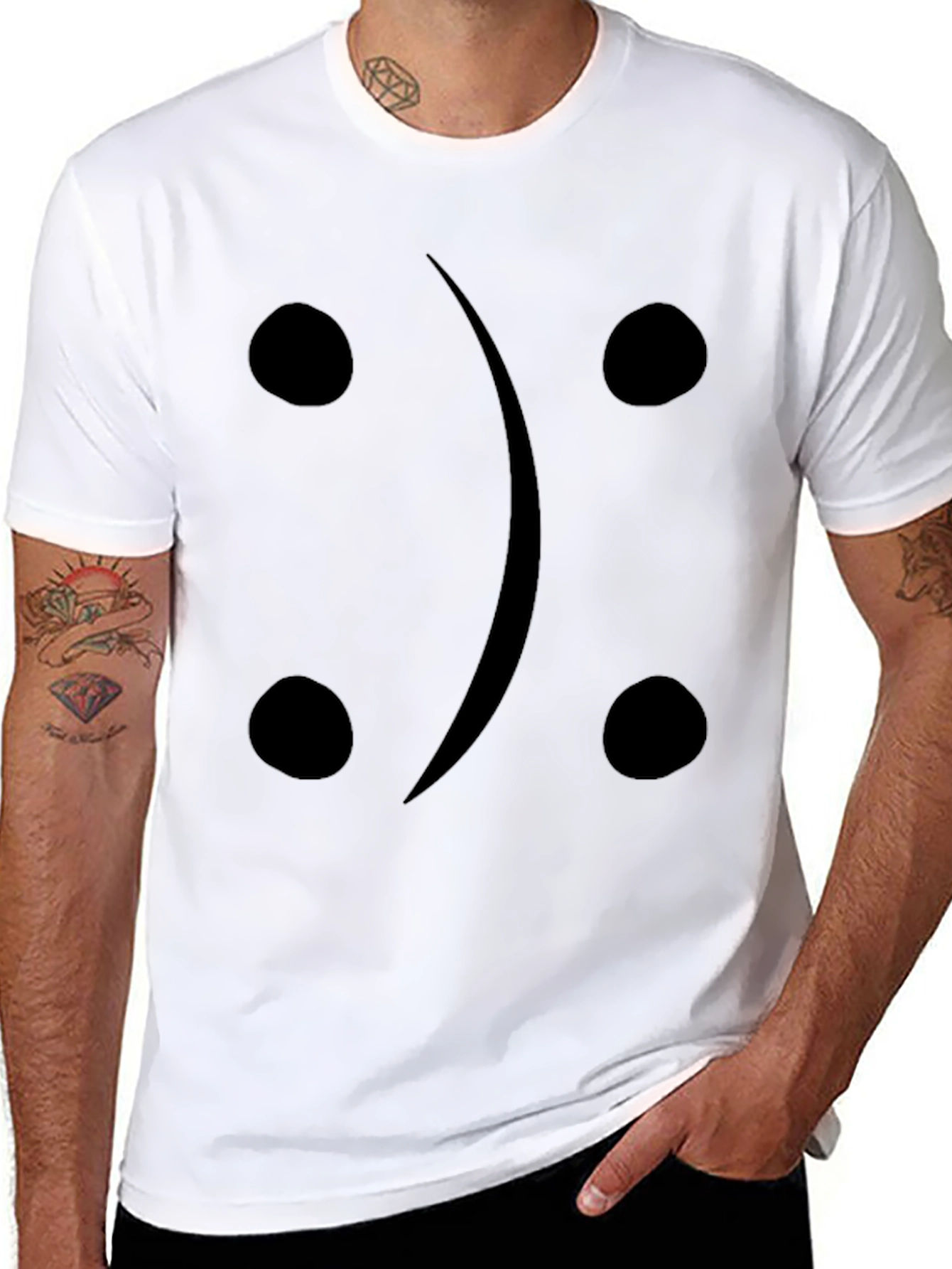 Black Sad Face T-Shirt - Black Graphic Tee view 8