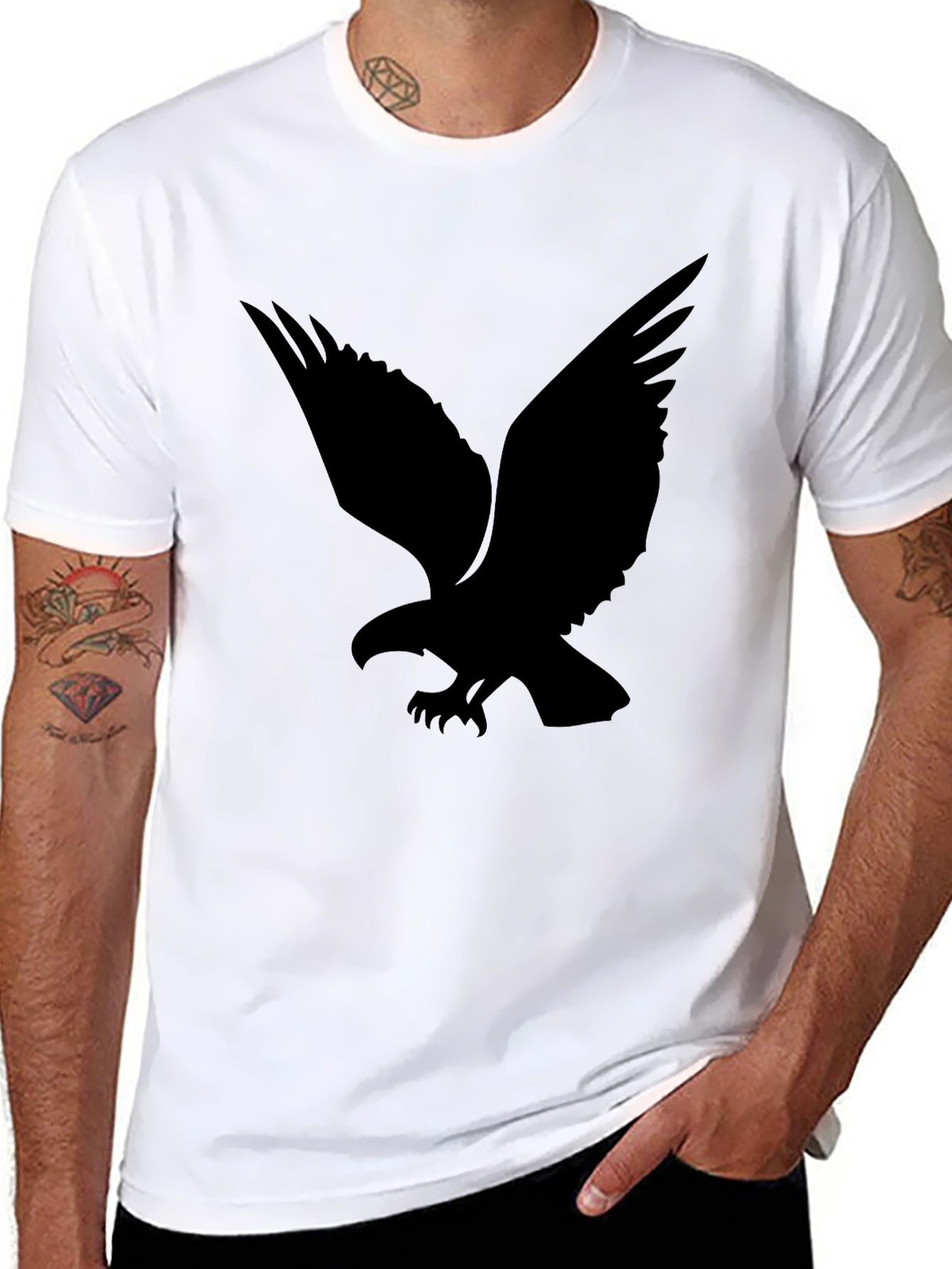 Black Black Eagle Graphic Tee - Mens Casual Style view 8