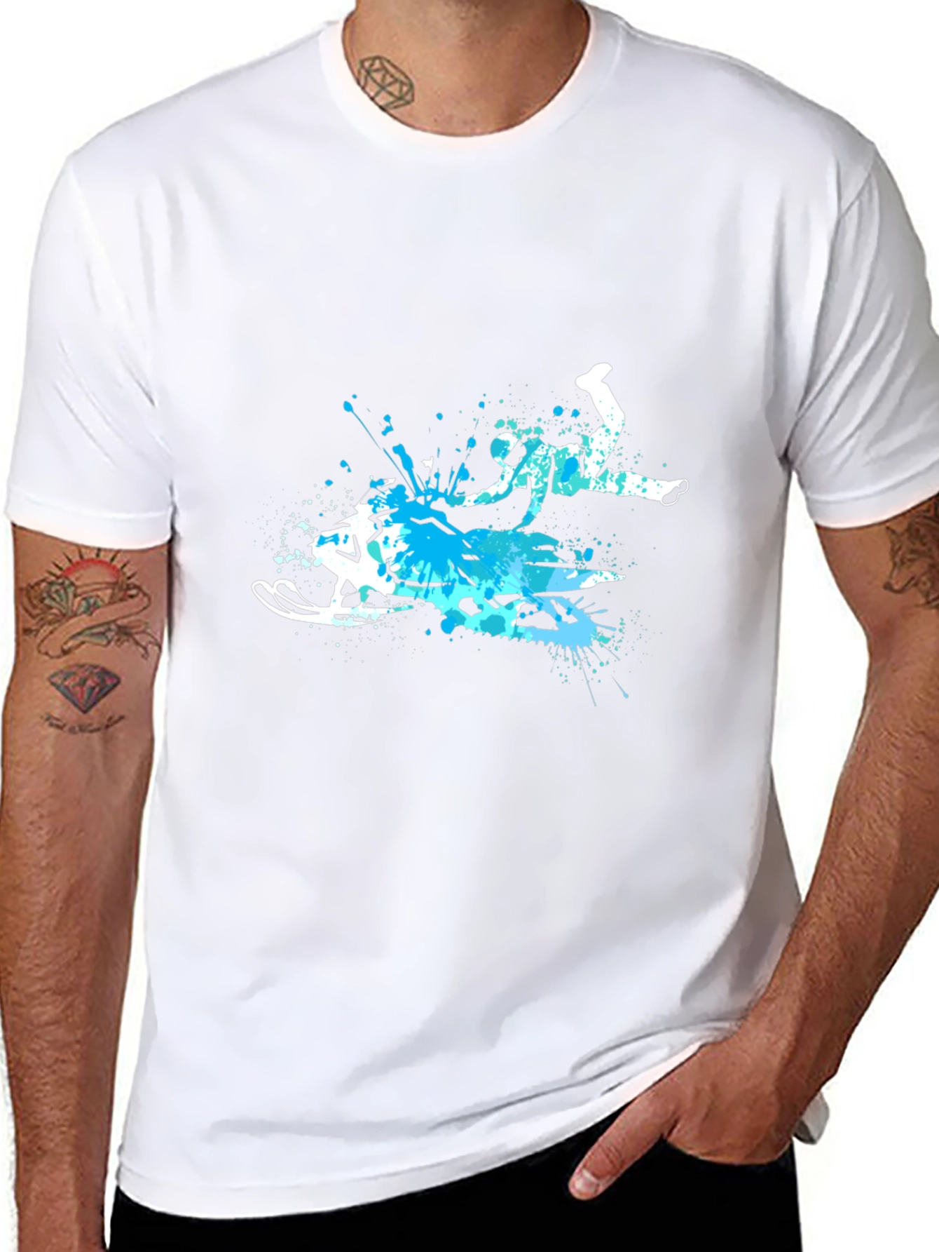 Black Snowmobile Splash Art Graphic Tee - Cool Sport T-Shirt view 8