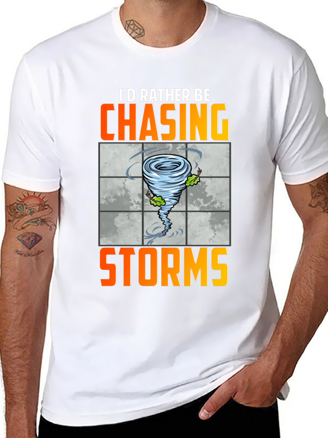Black Chasing Storms Graphic Tee - Weather Enthusiast Shirt view 8