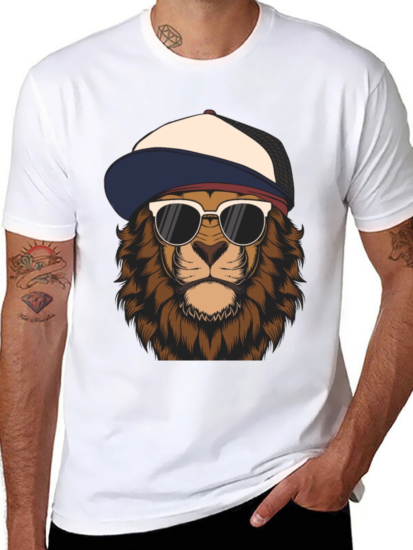 Black Cool Lion Graphic Tee - Trendy Urban Style view 8