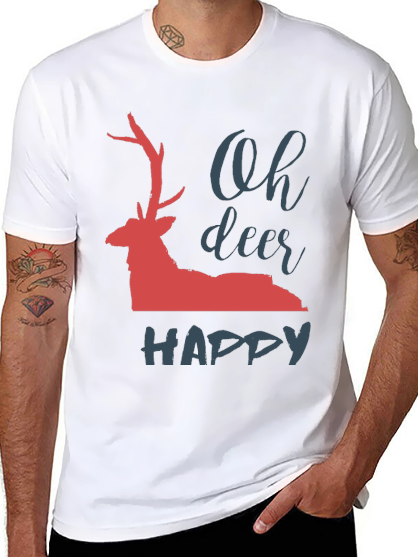 Black Oh Deer Happy T-Shirt view 8