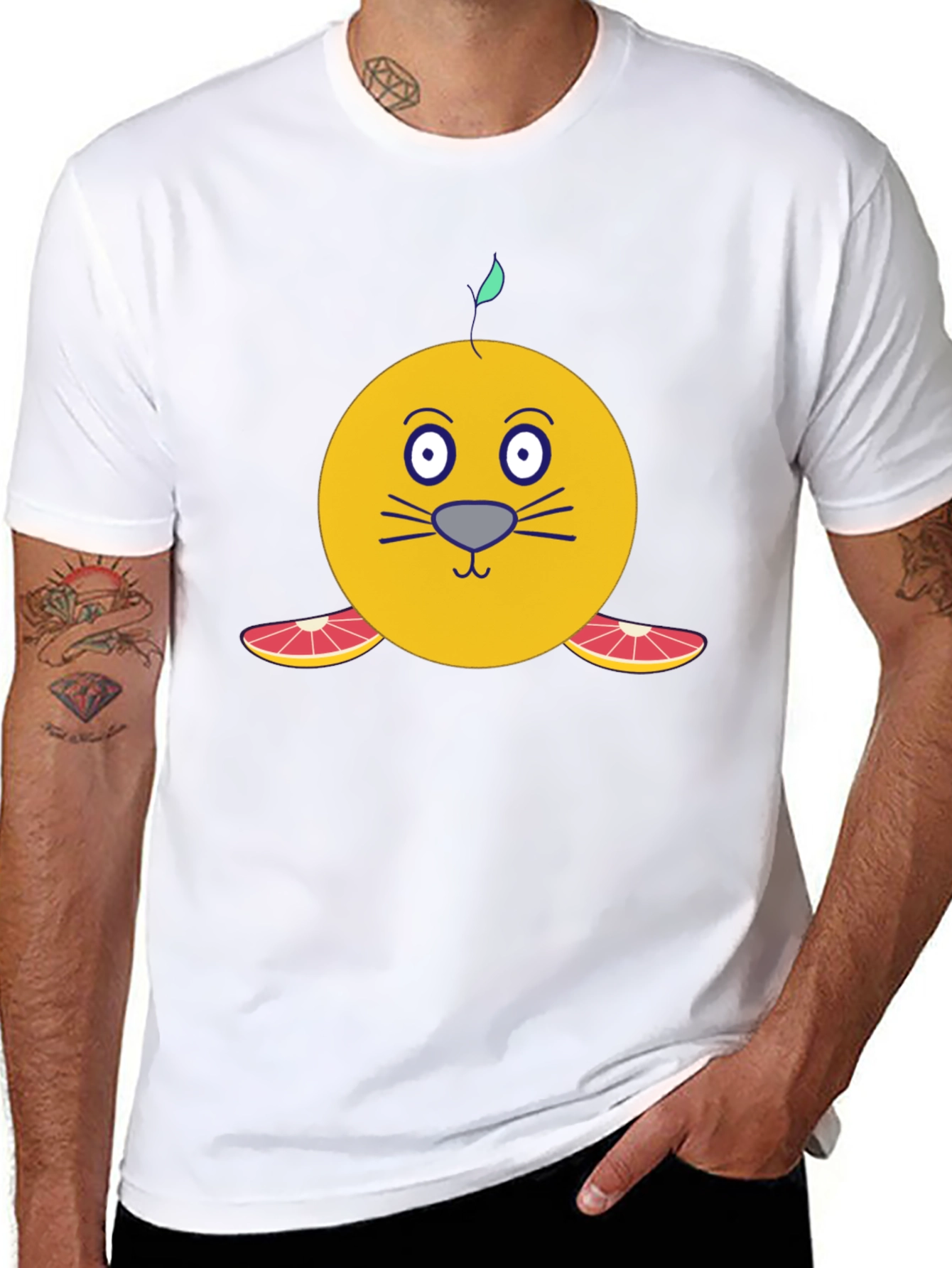 Black Citrus Seal Graphic T-Shirt - Unique Cartoon Design view 8