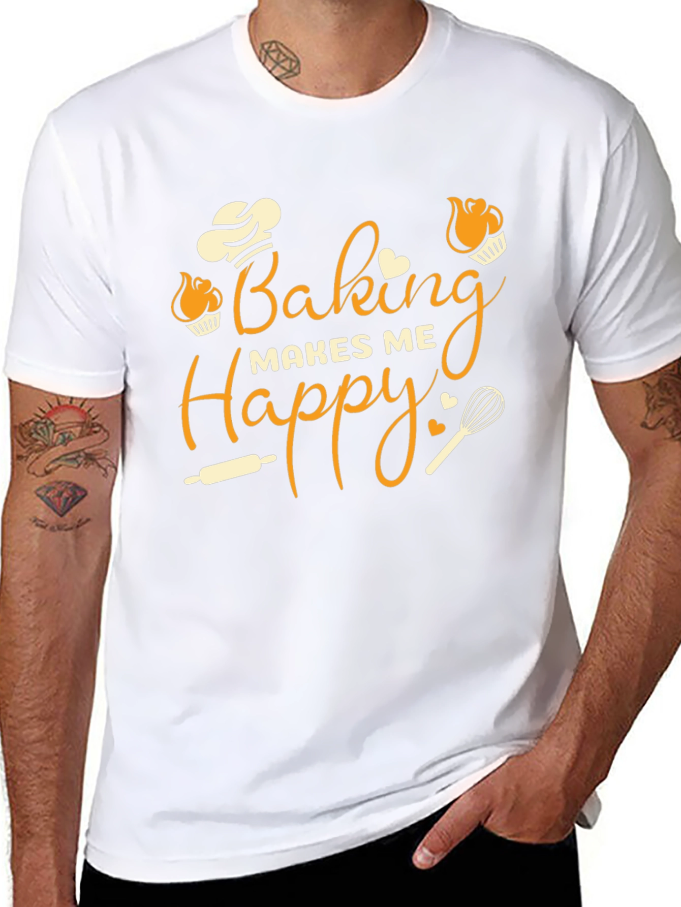 Black Baking Makes Me Happy Graphic T-Shirt view 8