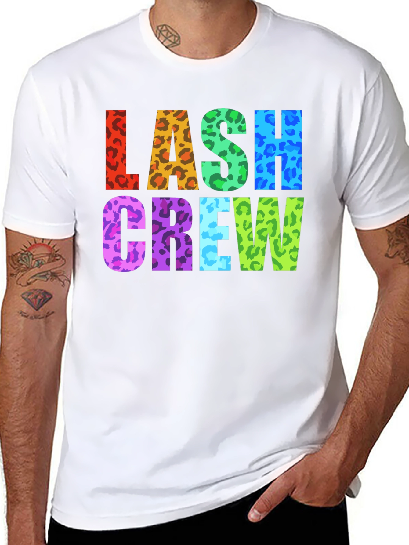 Black Lash Crew Colorful Leopard Print Graphic T-Shirt view 8