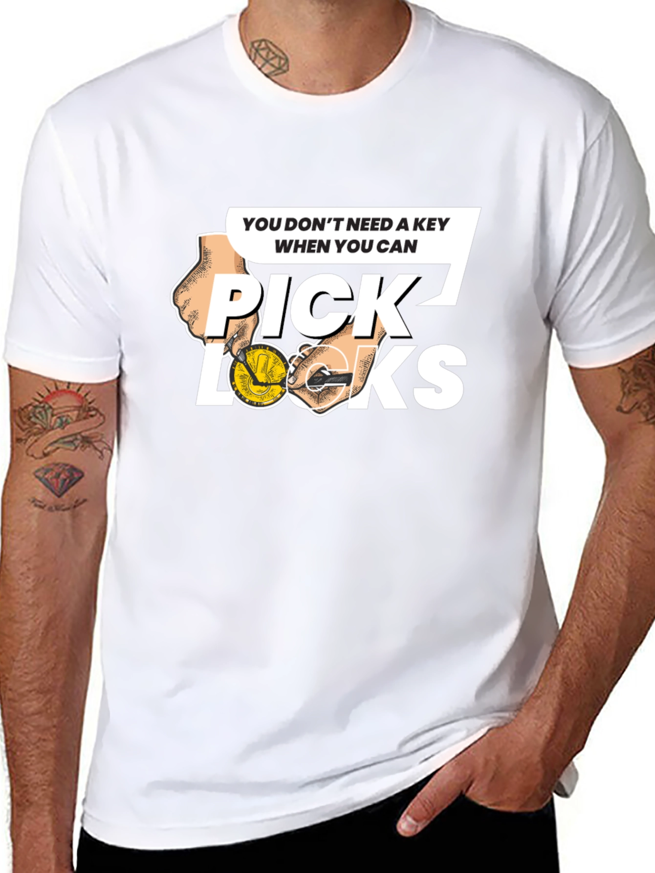 Black Pick Locks Graphic Tee - Locksmith Humor T-Shirt view 8