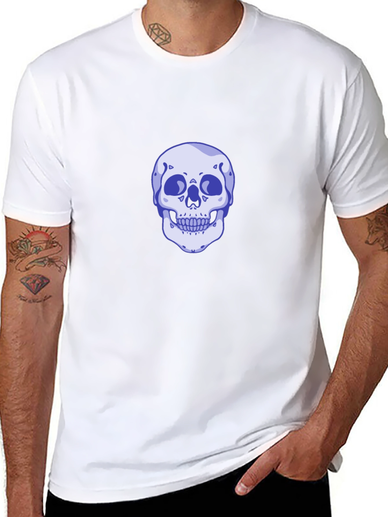 Black Skull Graphic Tee - Men's Casual Black T-Shirt view 8