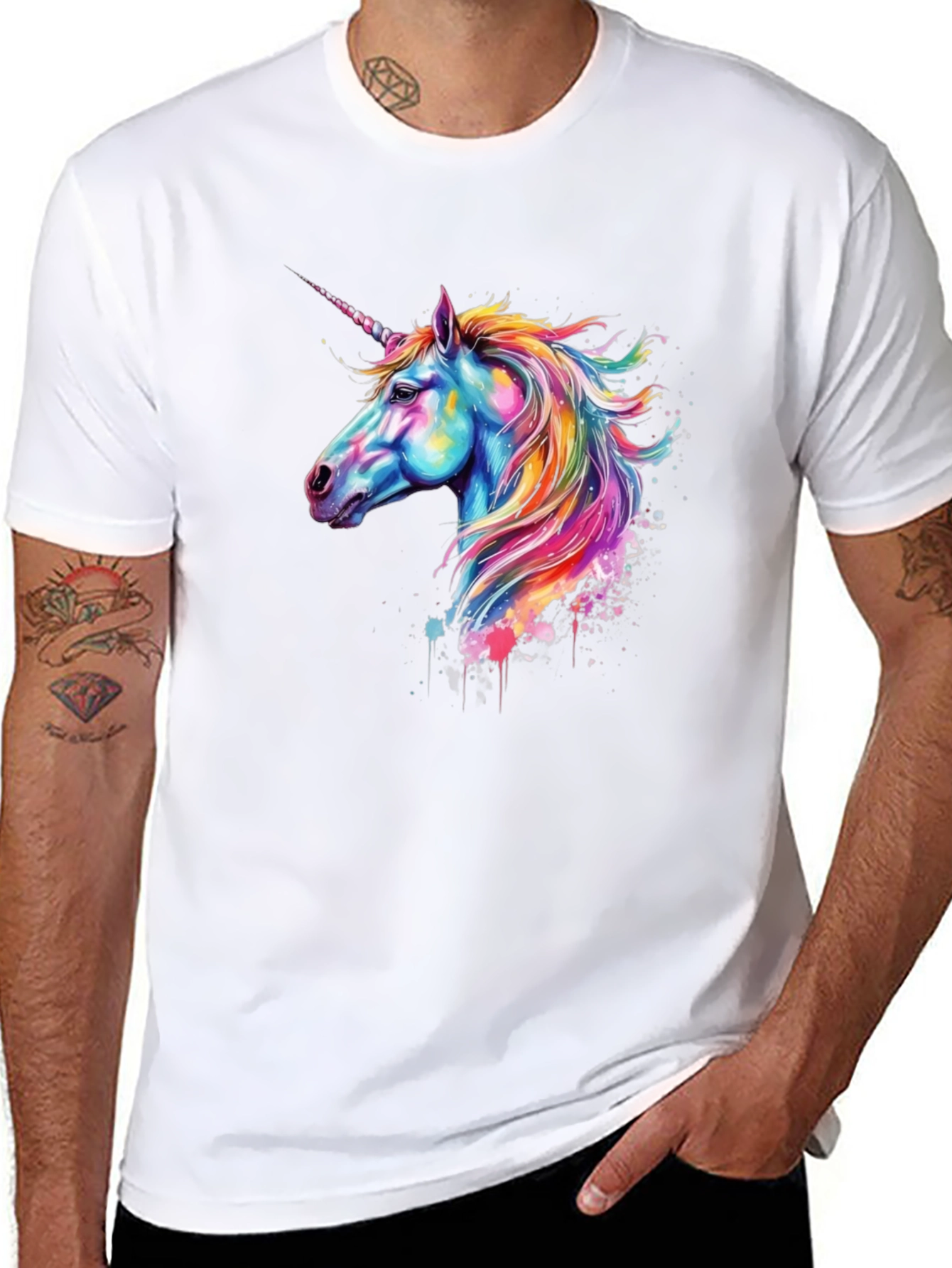 Black Unicorn Graphic Black T-Shirt view 8