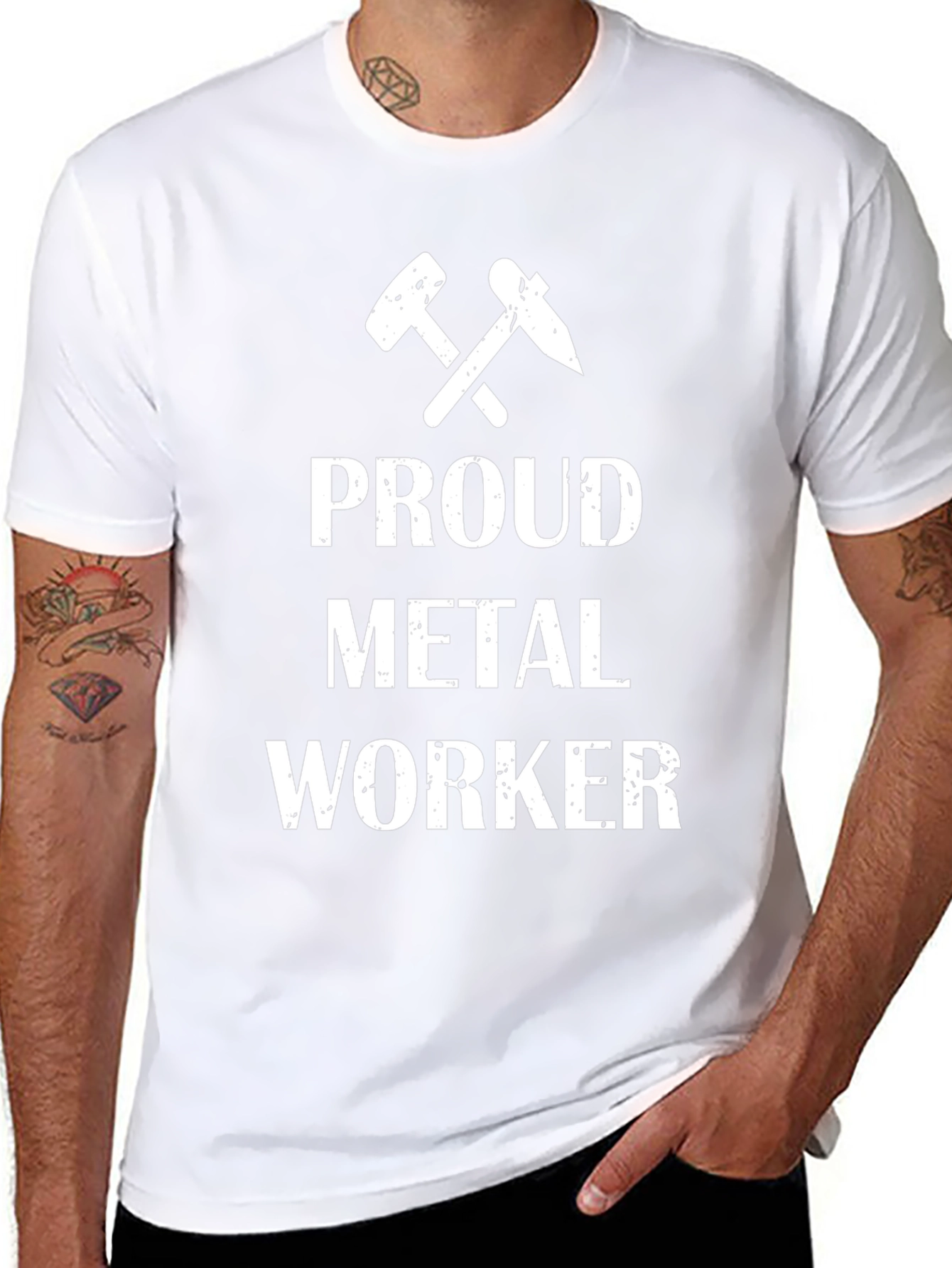 Black Proud Metal Worker Graphic T-Shirt view 8