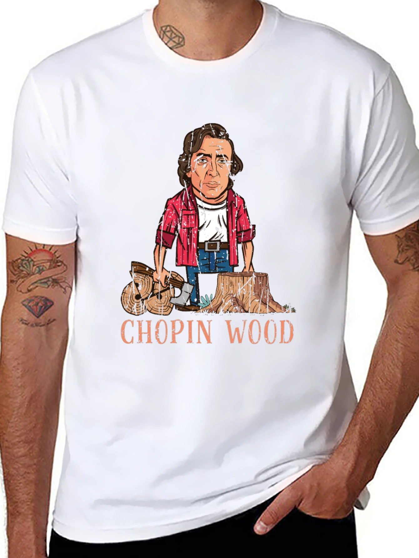 Black Chopin Wood Funny Graphic Tee view 8