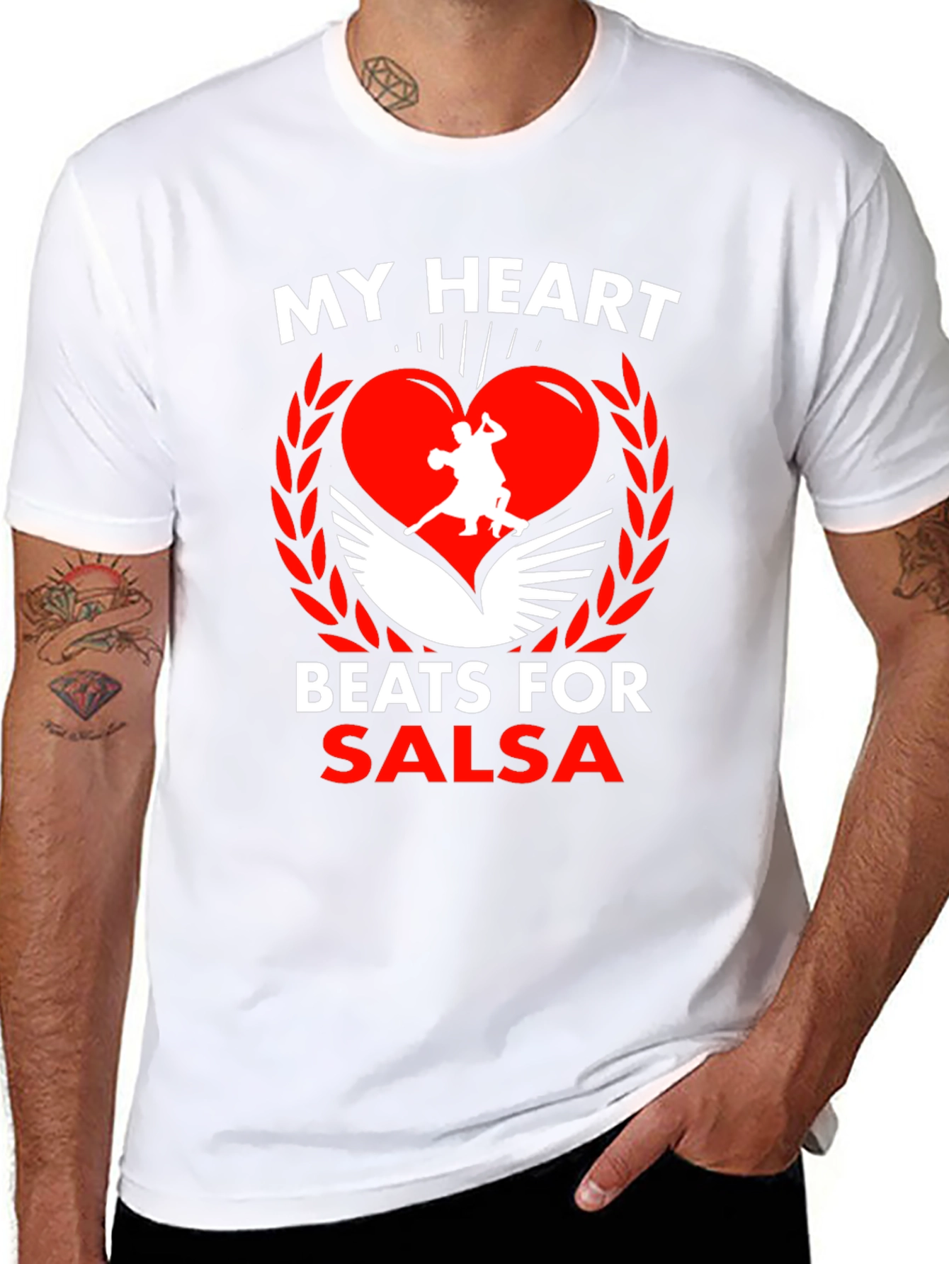 Black Salsa Dance Heartbeat T-Shirt view 8