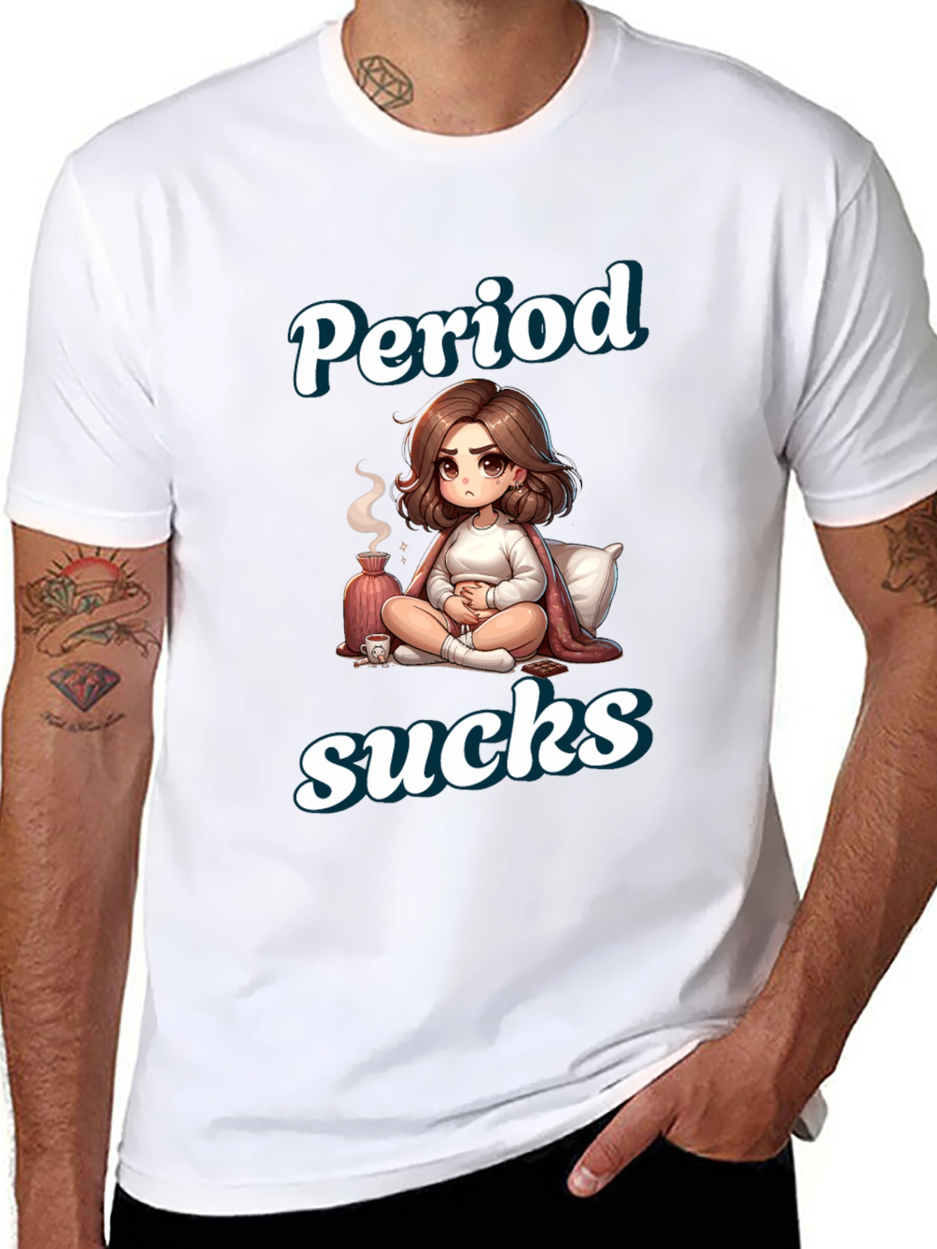 Black Period Sucks Cartoon T-Shirt - Comfortable & Funny view 8