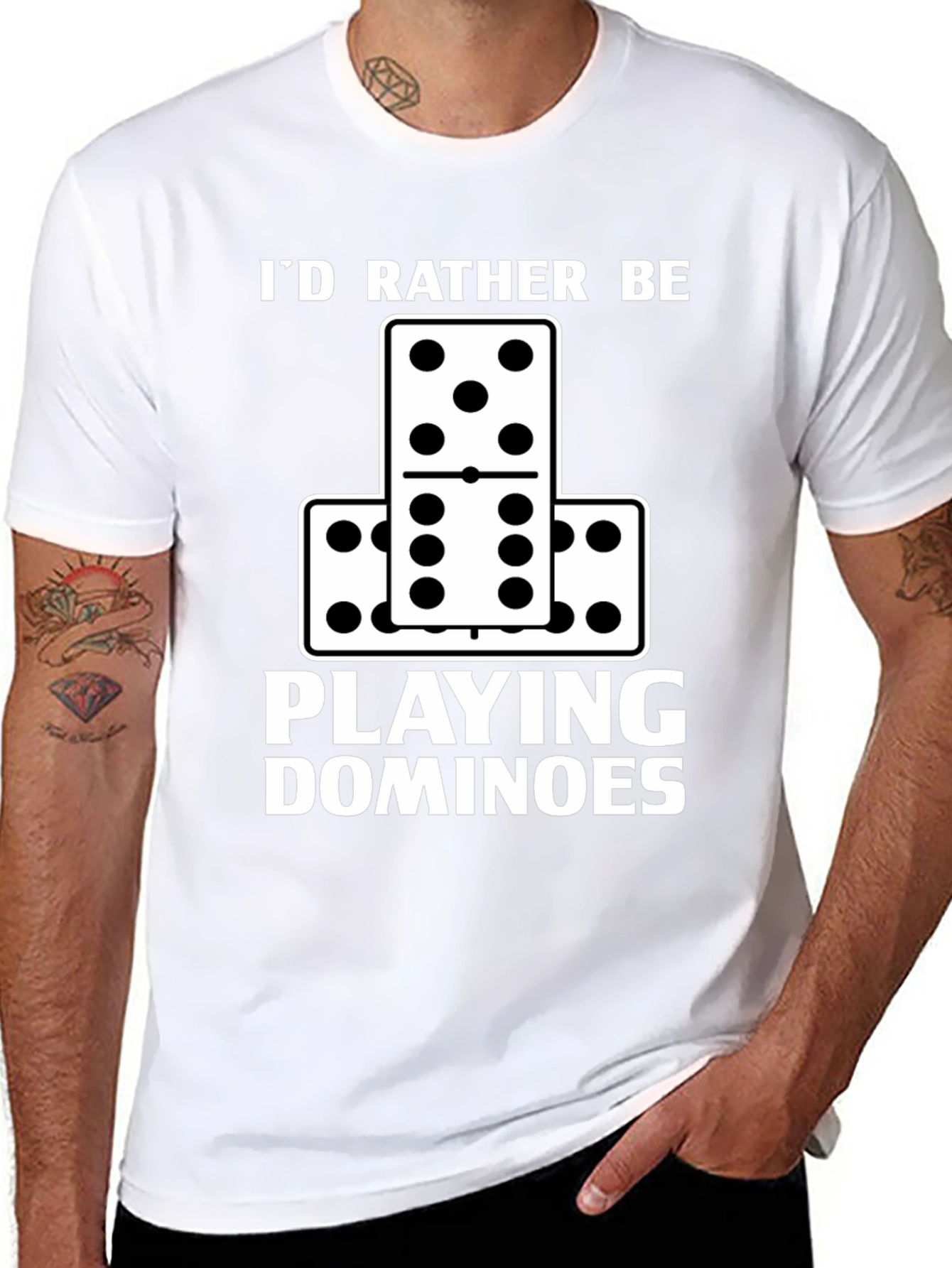 Black I'd Rather Be Playing Dominoes T-Shirt view 8