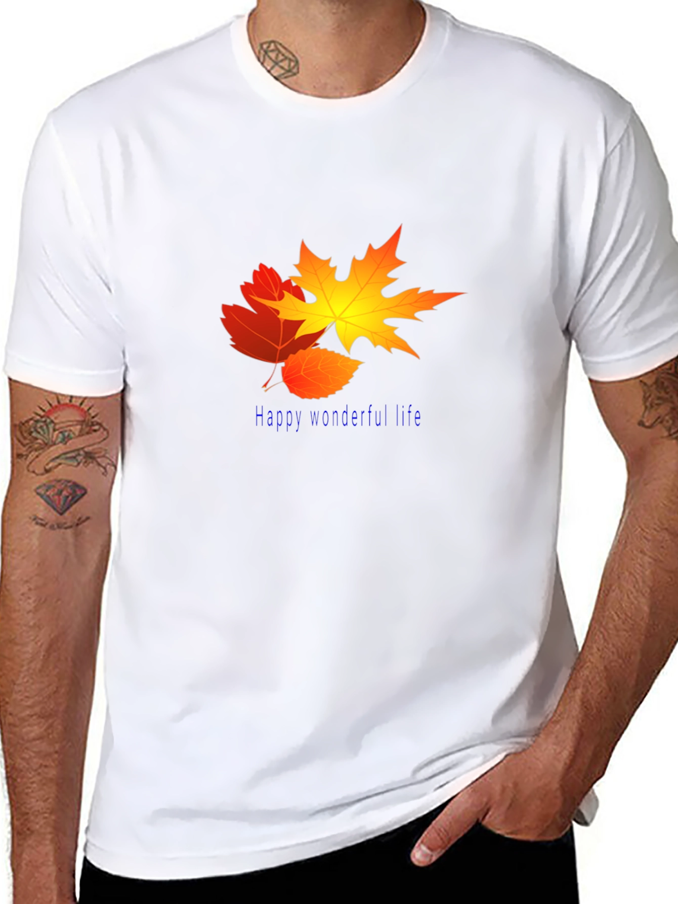 Black Fall Leaves Graphic Tee - Happy Wonderful Life view 8