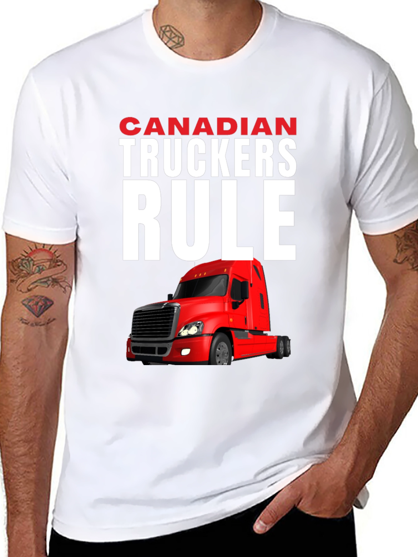 Black Canadian Truckers Rule Graphic T-Shirt view 8