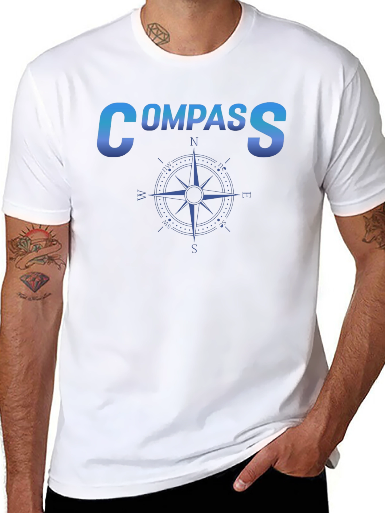 Black Compass Graphic Black T-Shirt - Travel & Adventure Ready view 8