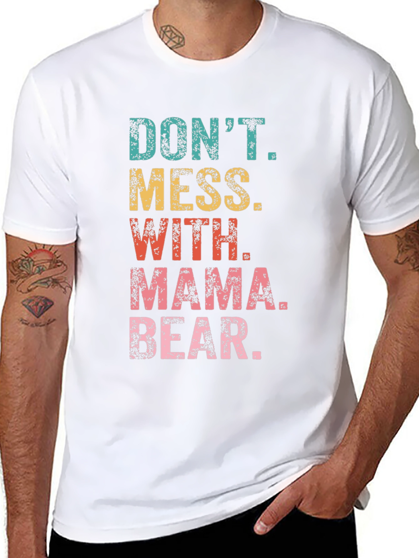Black Don't Mess With Mama Bear Black Graphic T-Shirt view 8