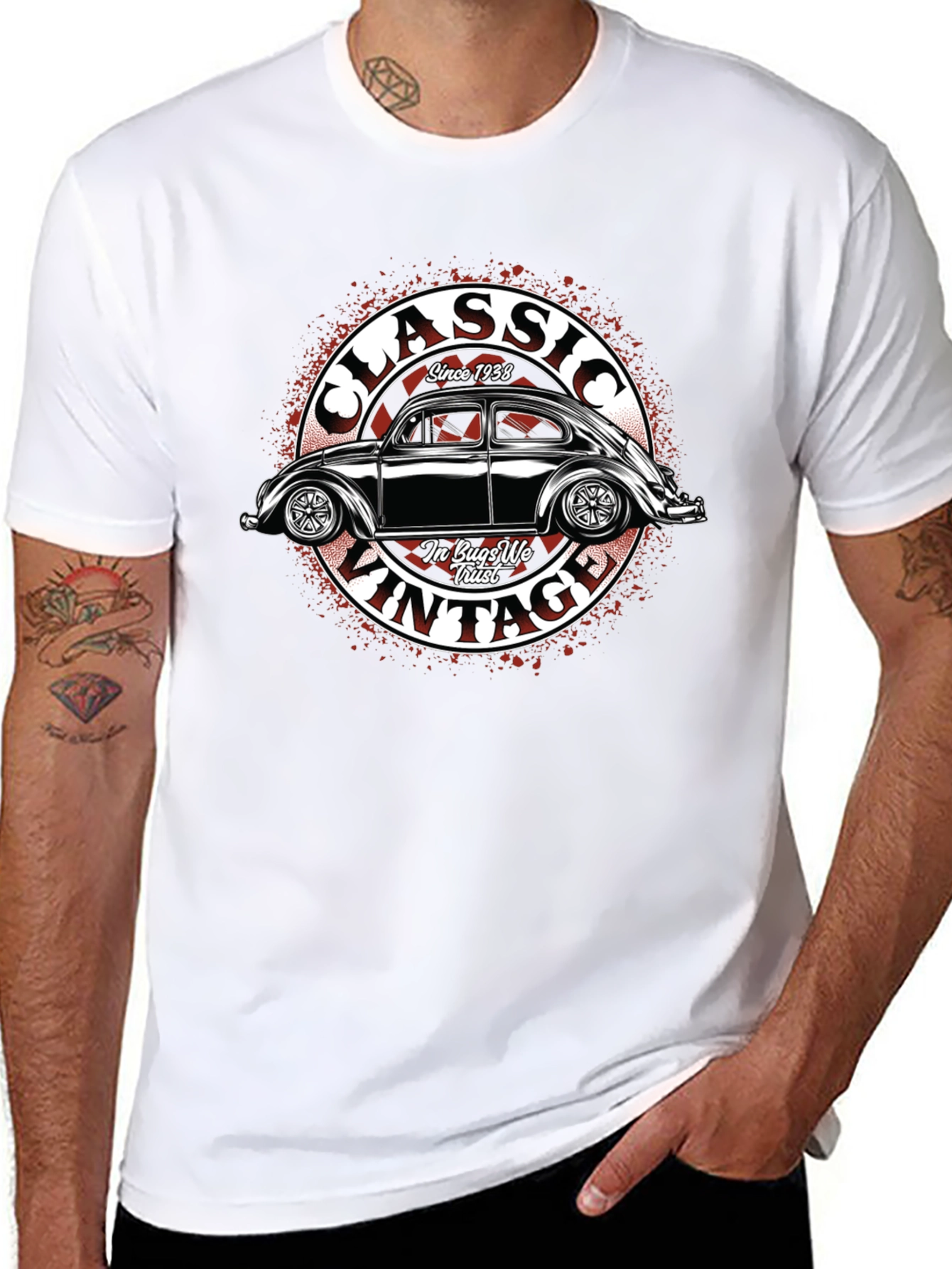 Black Classic Vintage Car T-Shirt view 8
