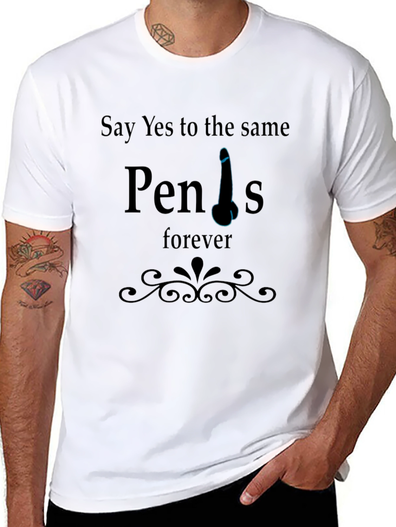 Black Same Penis Forever Graphic Tee - Adult Humor T-Shirt view 8