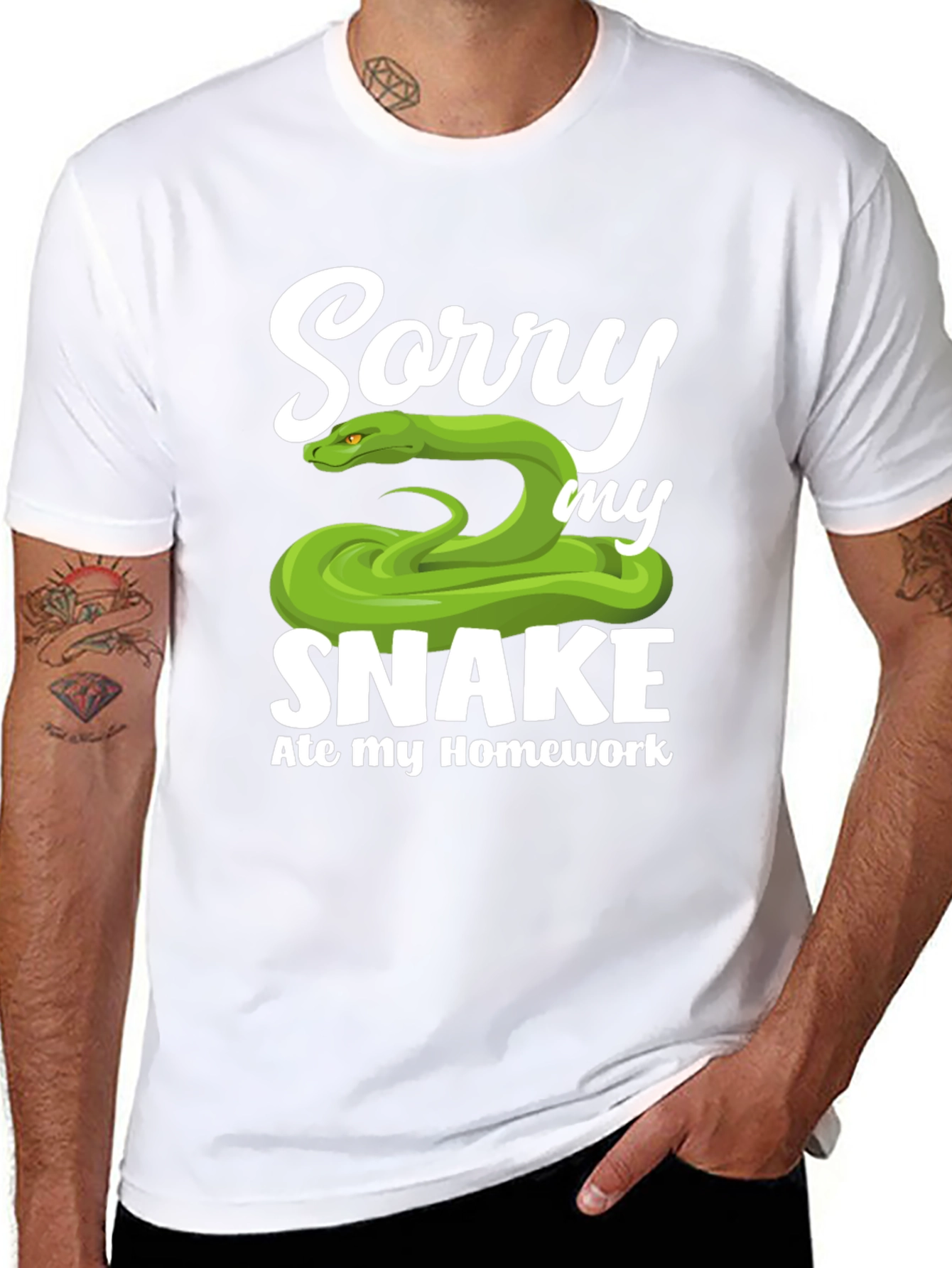 Black Sorry My Snake Ate My Homework T-Shirt view 8