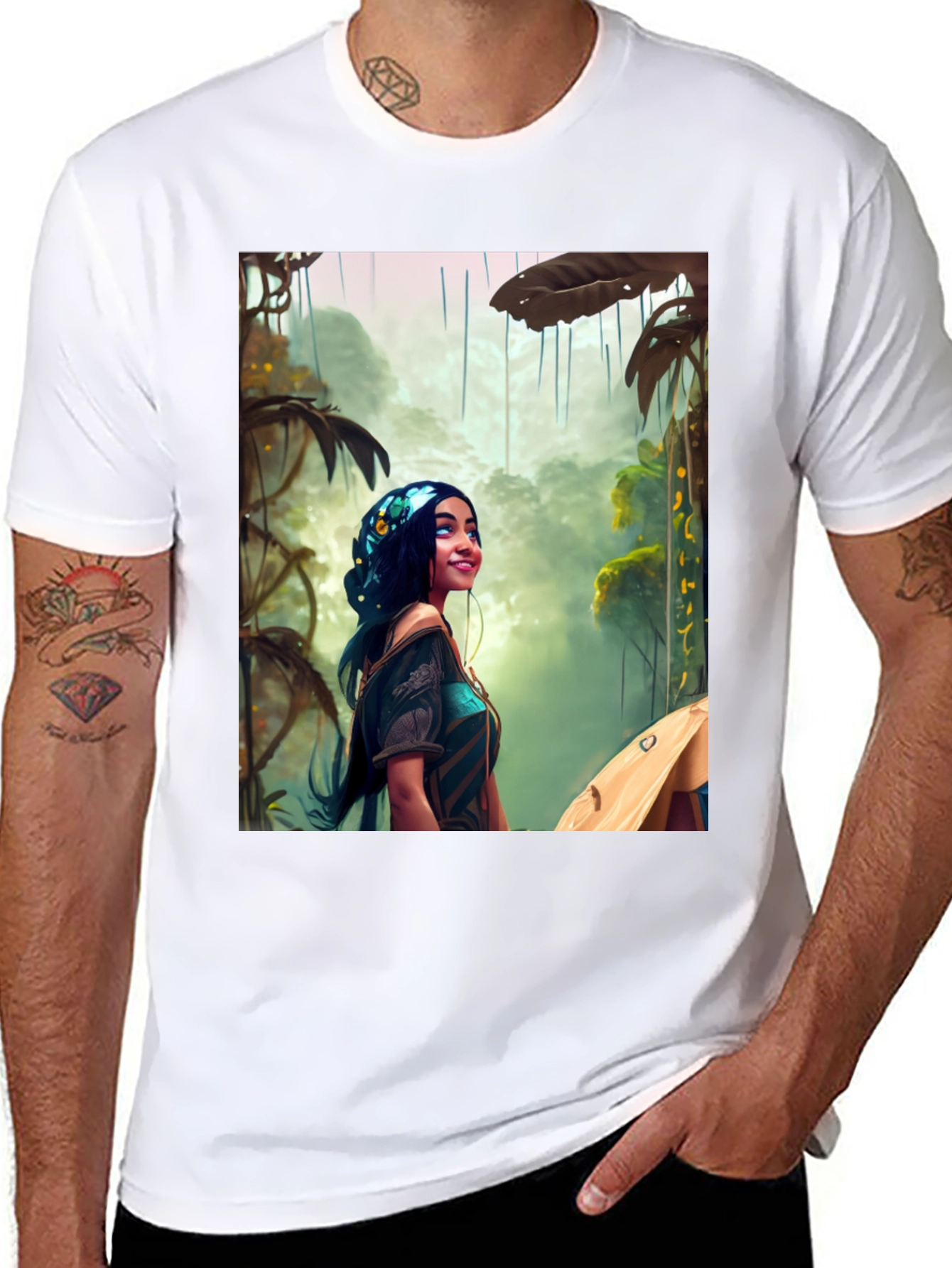 Black Jungle Girl Graphic Tee view 8
