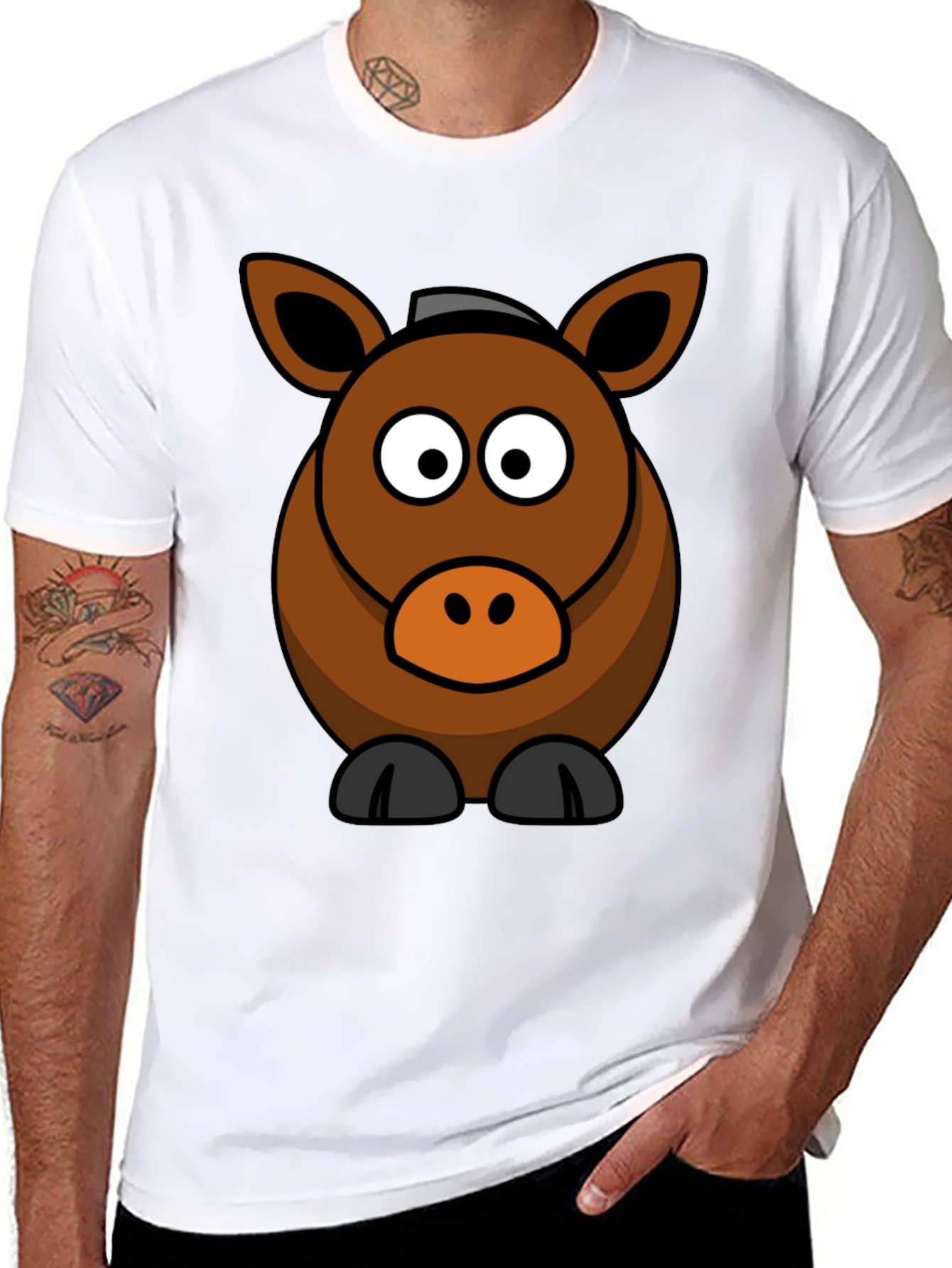 Black Cartoon Horse Graphic Tee view 8