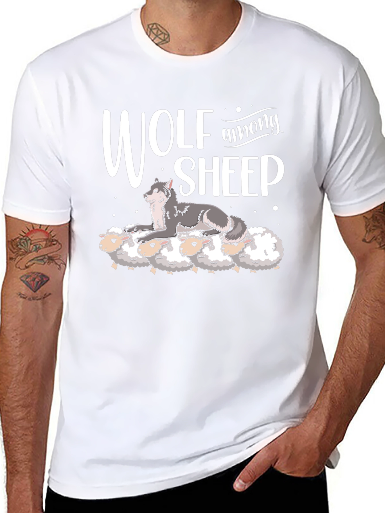 Black Wolf Among Sheep Graphic T-Shirt view 8