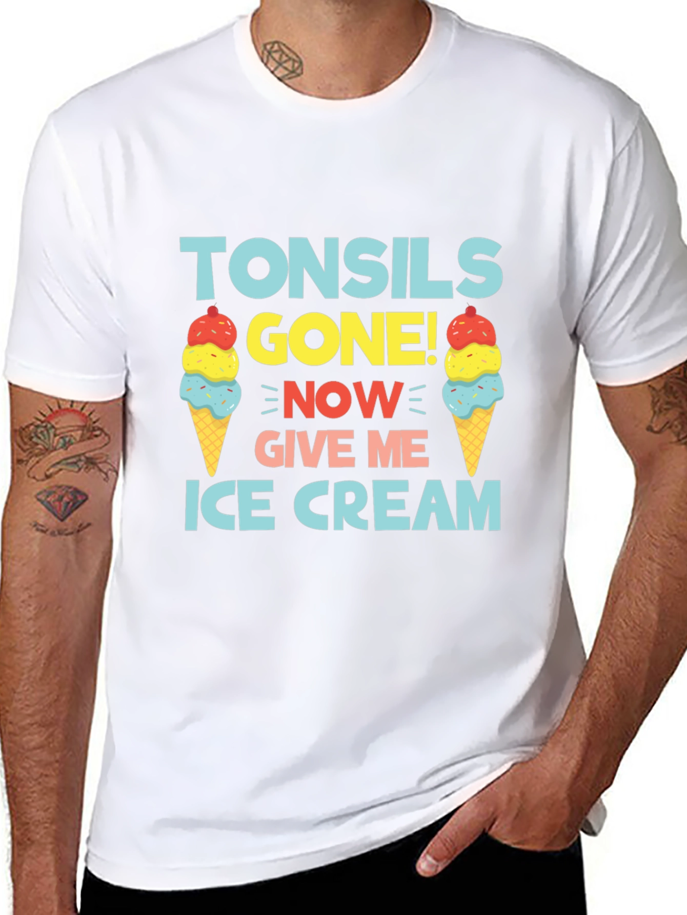 Black Tonsils Gone! Ice Cream T-Shirt Funny Get Well Soon view 8